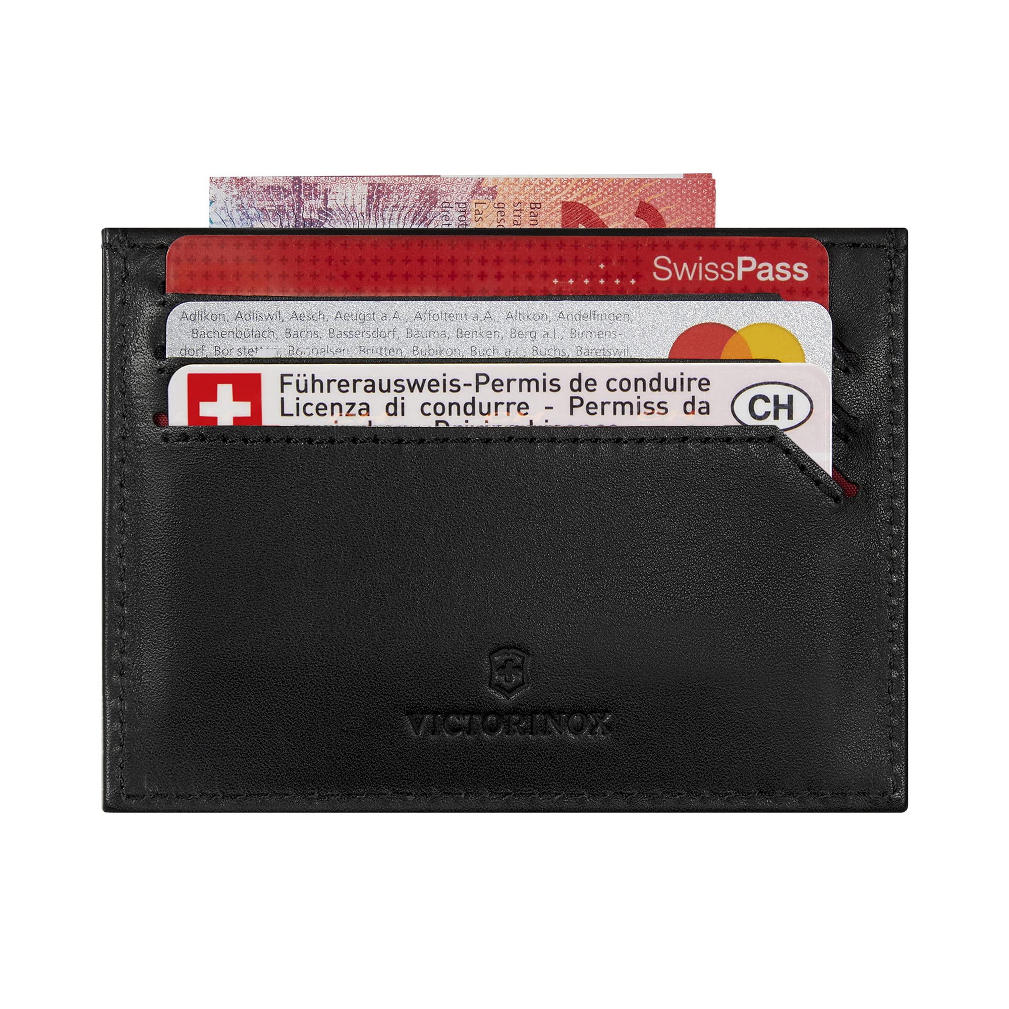 Victorinox Altius Alox Slim Card Case, Tarjetero de Piel con protección RFID, Mujer/Hombre, con Compartimentos para Tarjetas y Compartimentos Laterales, Negro