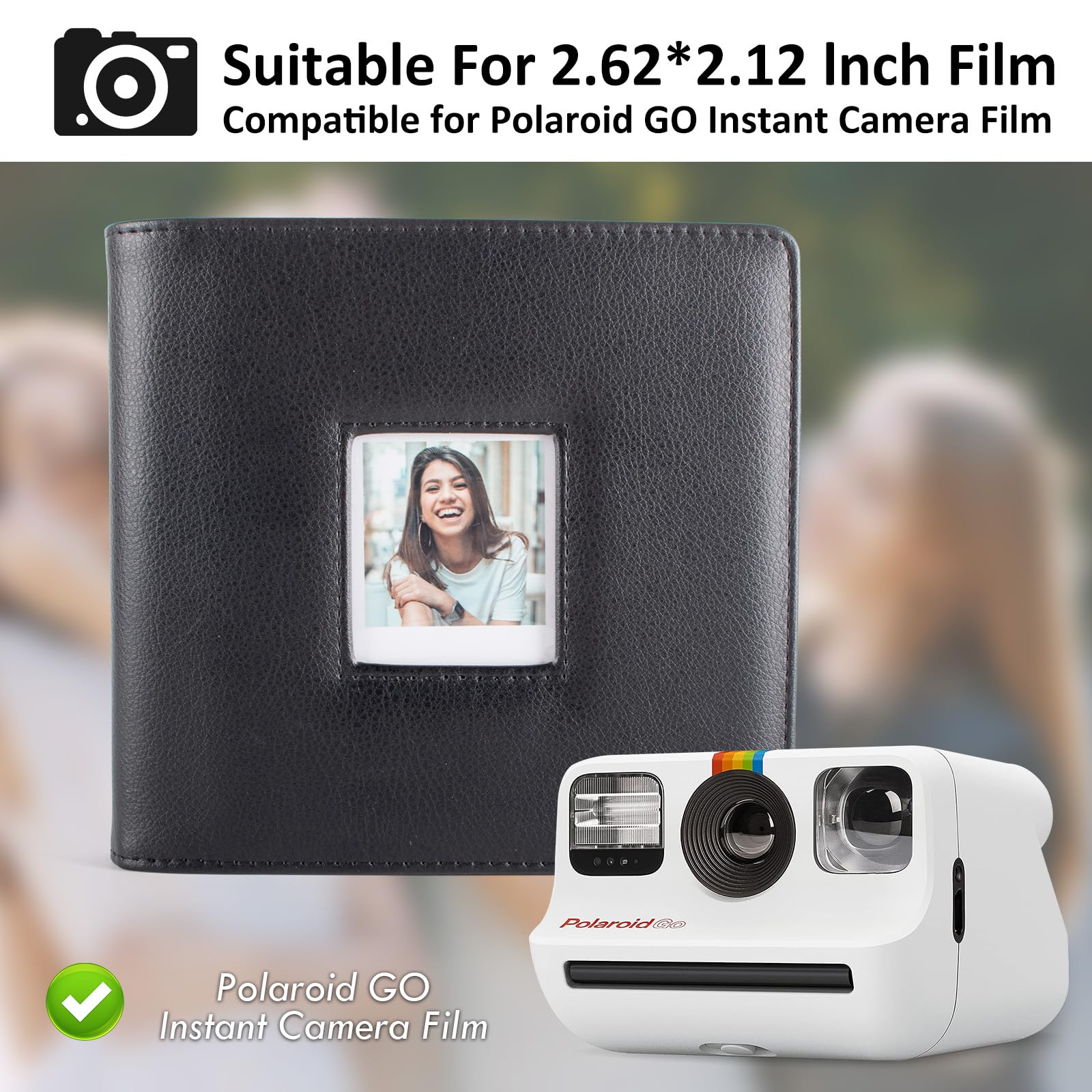 MUZIRI KINOKOO 288 Pockets Photo Album for Polaroid GO Instant Camera PU Leather Large Capacity Album for Polaroid GO Camera Film 2.62 * 2.12 Inch Film Collection Souvenir Photo Album - Image 2