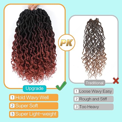 Miniatura 3 de Karida Goddess Locs - Cabello de ganchillo de 12 pulgadas, 8 paquetes de cabello sintético de ganchillo para mujeres negras, rastas de diosa con