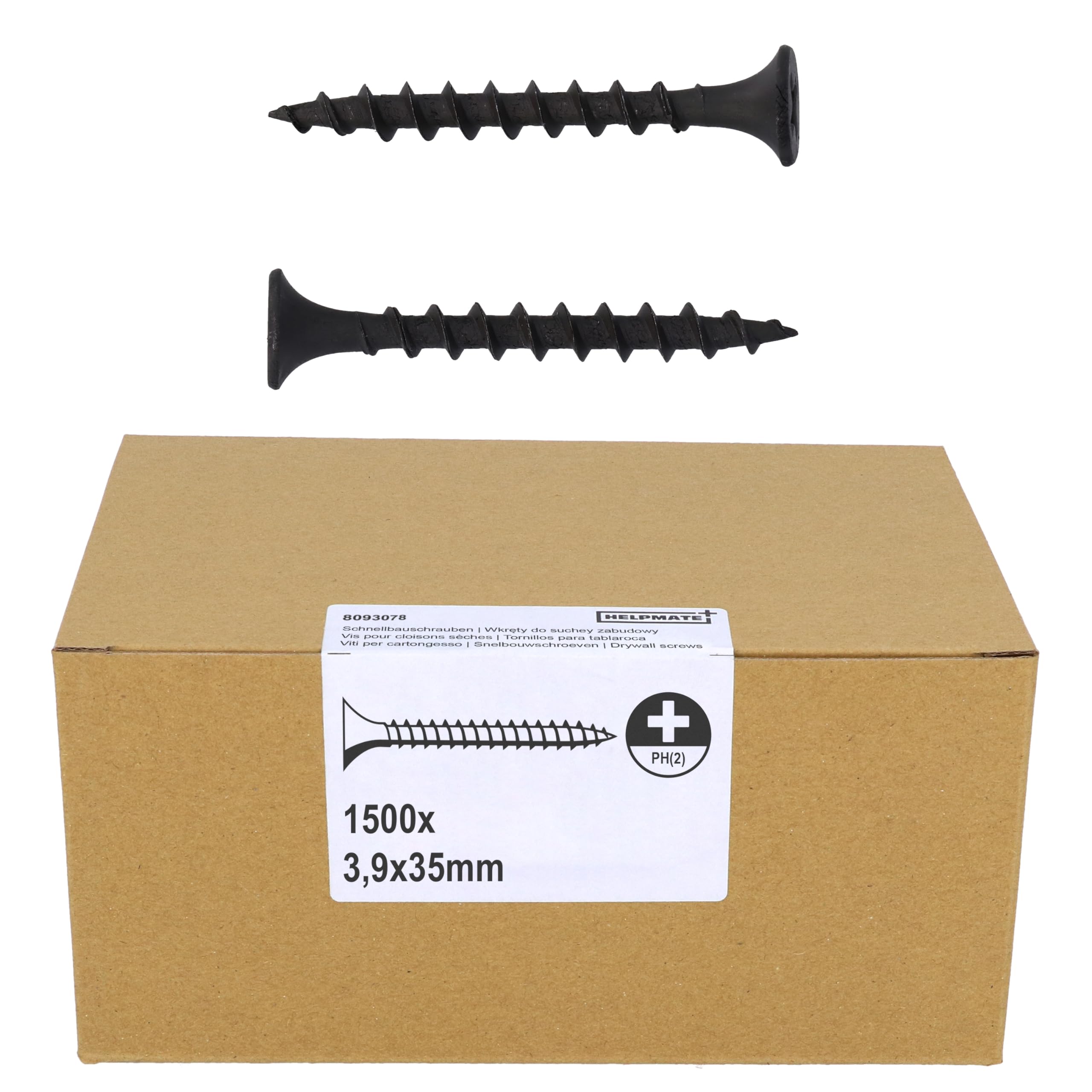 Viti Cartongesso Fosfatate 3.9x35mm - Testa A Tromba, Filettatura Grossa, Confezione Da 250