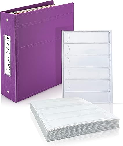 Carstens - Paquete de 60 bolsillos adhesivos transparentes para carpeta, vinilo resistente de 5.375 x 1.375 pulgadas (1639-0010) - Ideal para lomos
