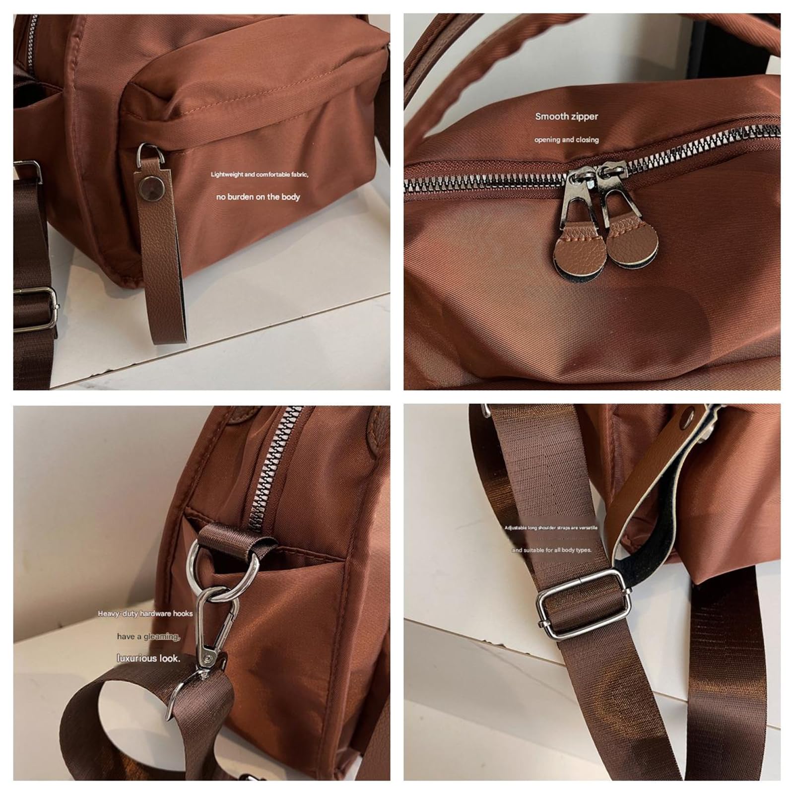 Borsa A Tracolla da Donna in Tessuto Oxford, Semplice, Leggera, Casual Ed Elegante-Nero