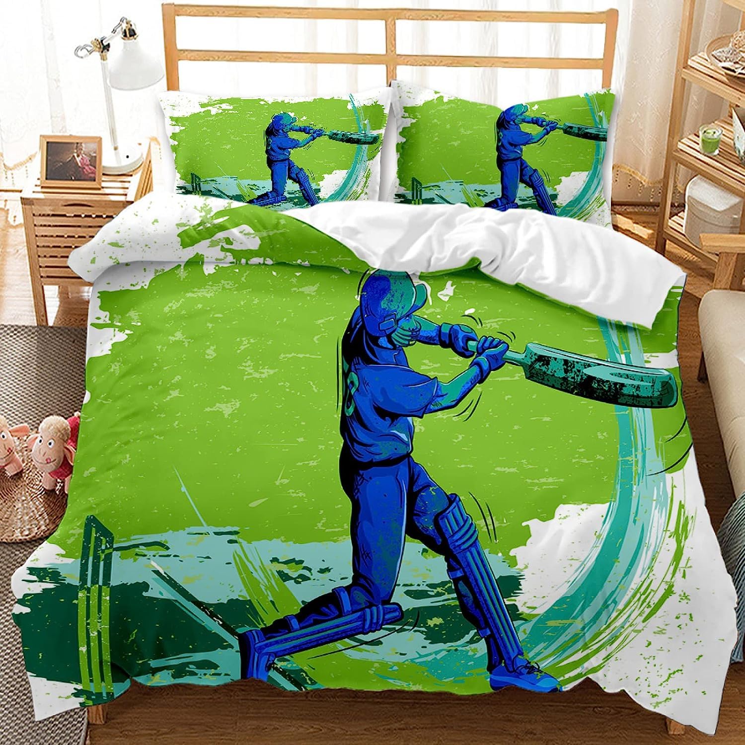 LMMSMGS Super King Size Duvet Cover Cricket Bedding for Kids Aldult with Zipper Closure Soft Hypoallergenic Microfiber Duvet Cover 102.3"x 86.6" + 2 Pillowcases 19.7"x 29.5"