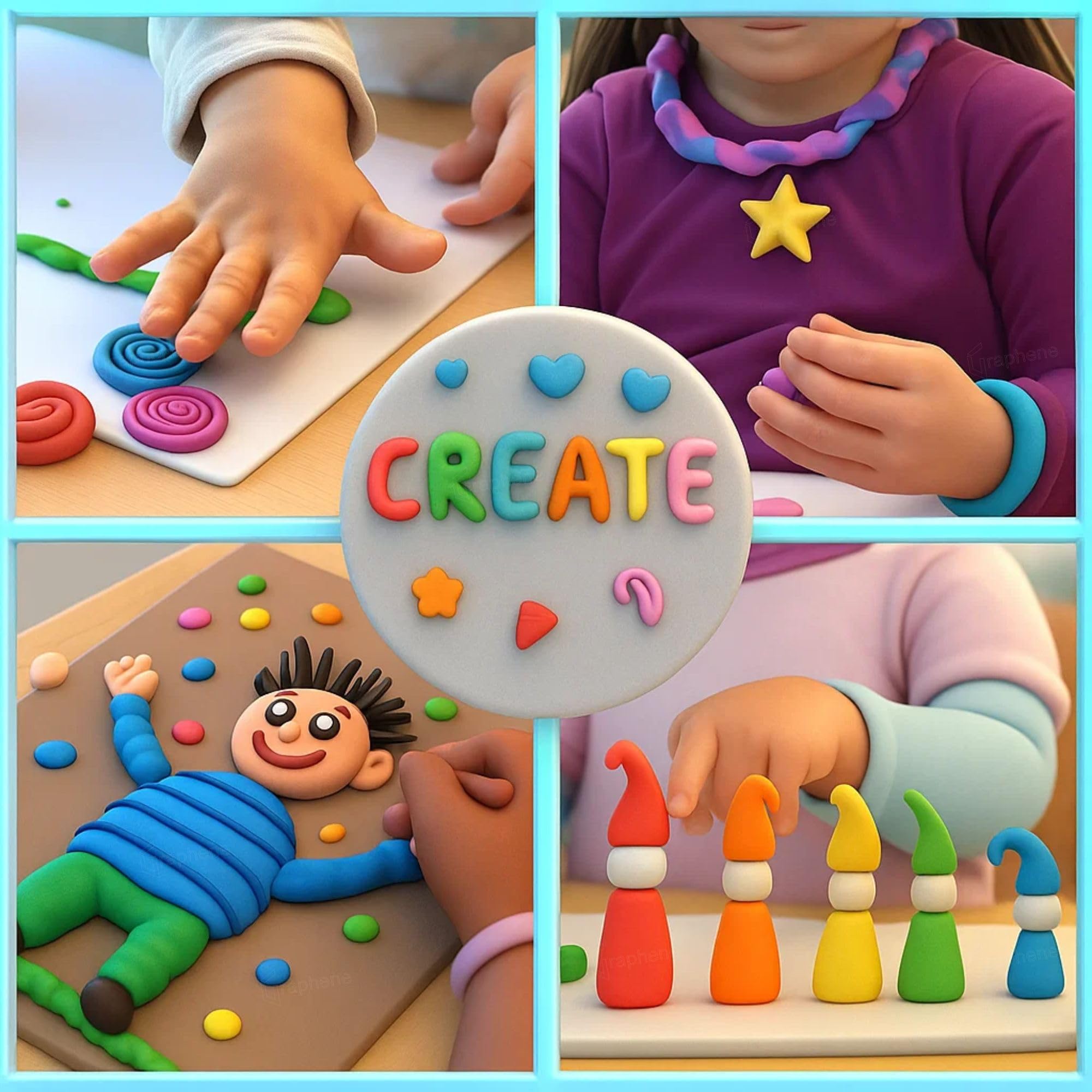 Graphene Clay Set - 24 Colors Air Dry Modeling Clay for Kids -7