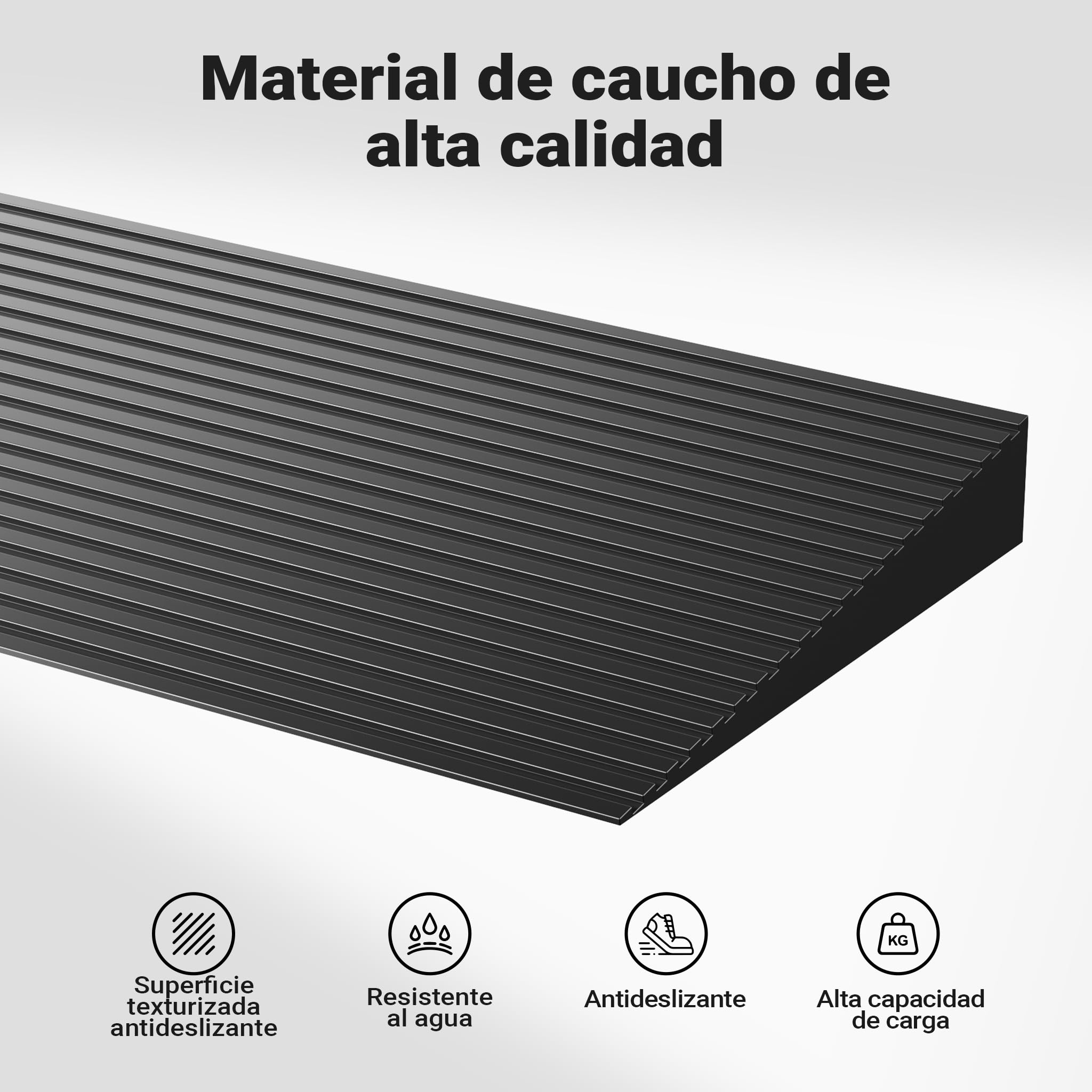 Rampa para Borde de Puerta 30x200x900mm, Acceso Antideslizante, Goma Maciza