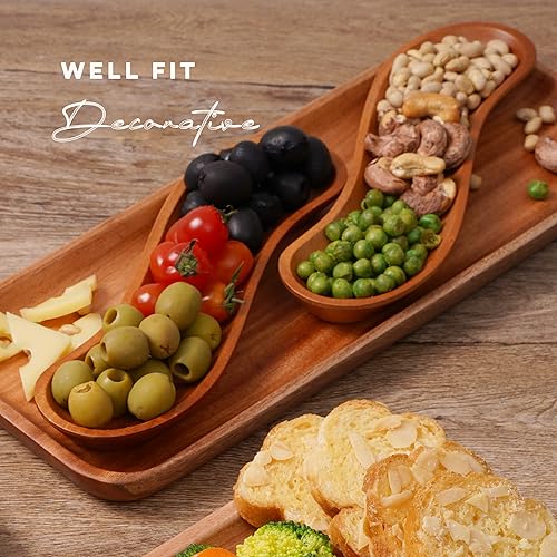 Miniatura 5 de VieWood Juego de 2 platos de madera de olivo, bandeja curvada de olivo para condimentos, aperitivos, perfectos para rollos de cena, accesorios de