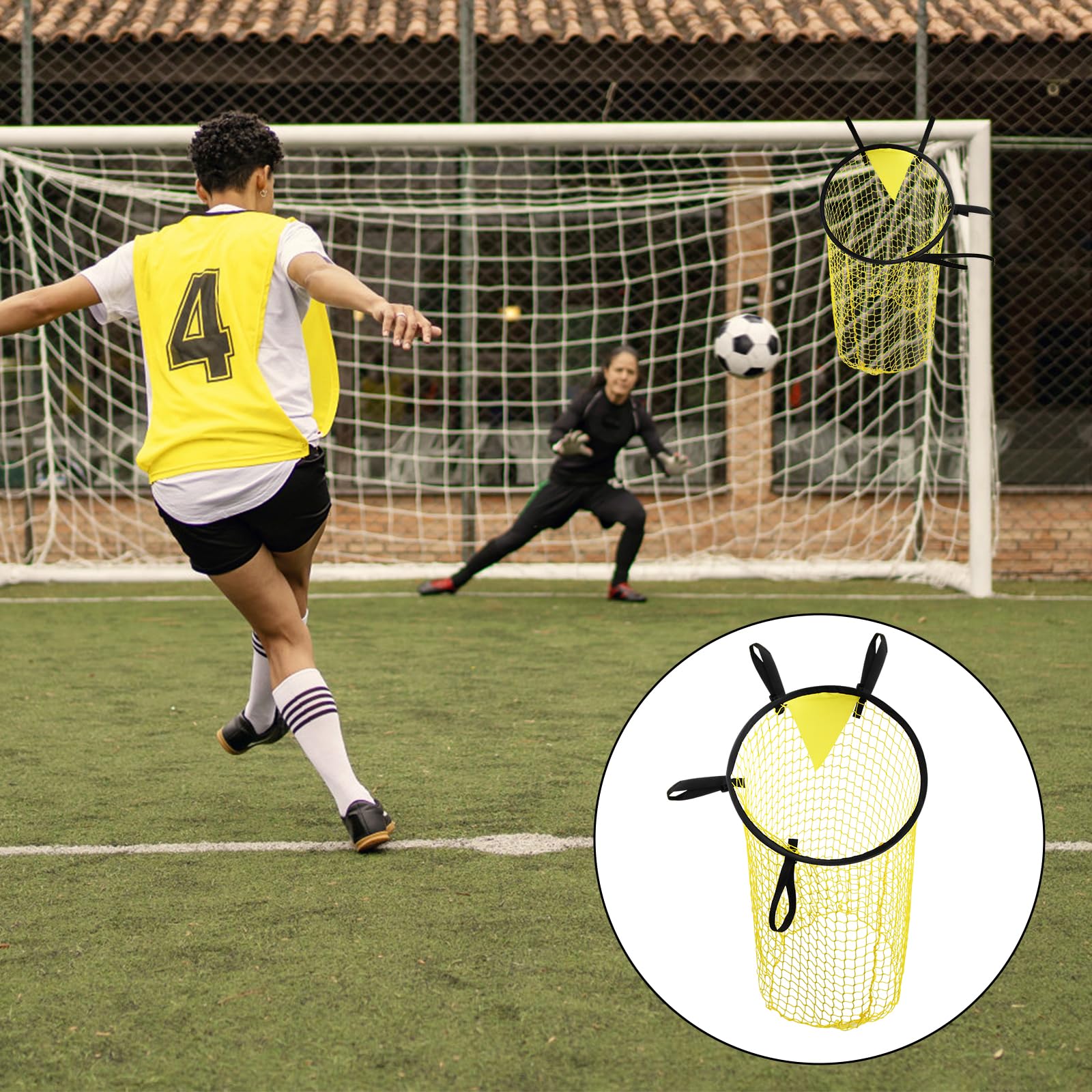 Lot de 2 Cible Football, Filet de Football Pliable, Filets Cible But avec Sangles Réglables, Lancer des Coups Pied Précision Cible pour Tirs, Adapté pour Enfants et Adultes (Orange + Jaune)