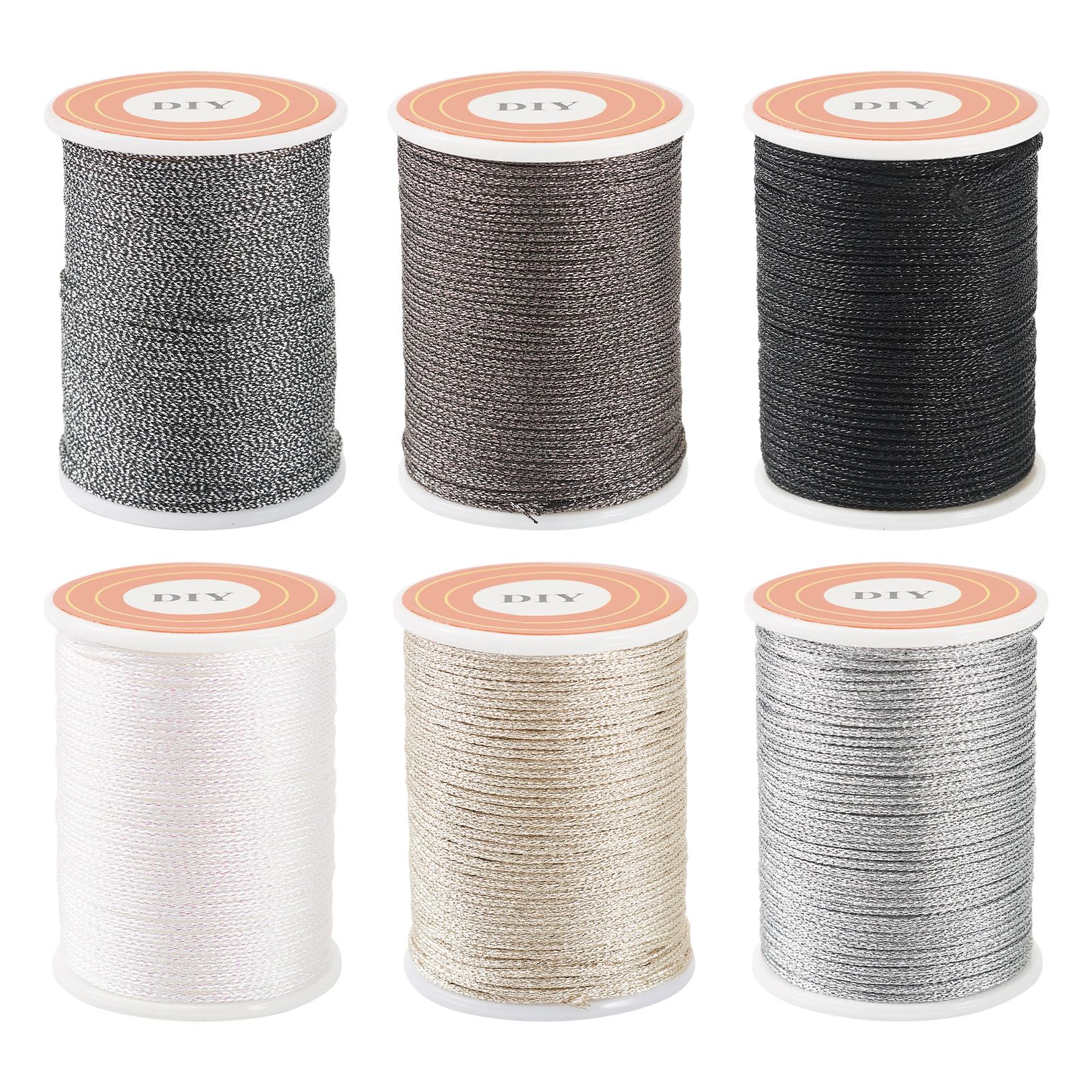 Spritewelry 42M 6Colors Polyester Metallic Thread 1mm Glitter Jewelry Braided Thread Beading String for Crafts Embroidery Friendship Bracelet Jewelry Making - Image 2