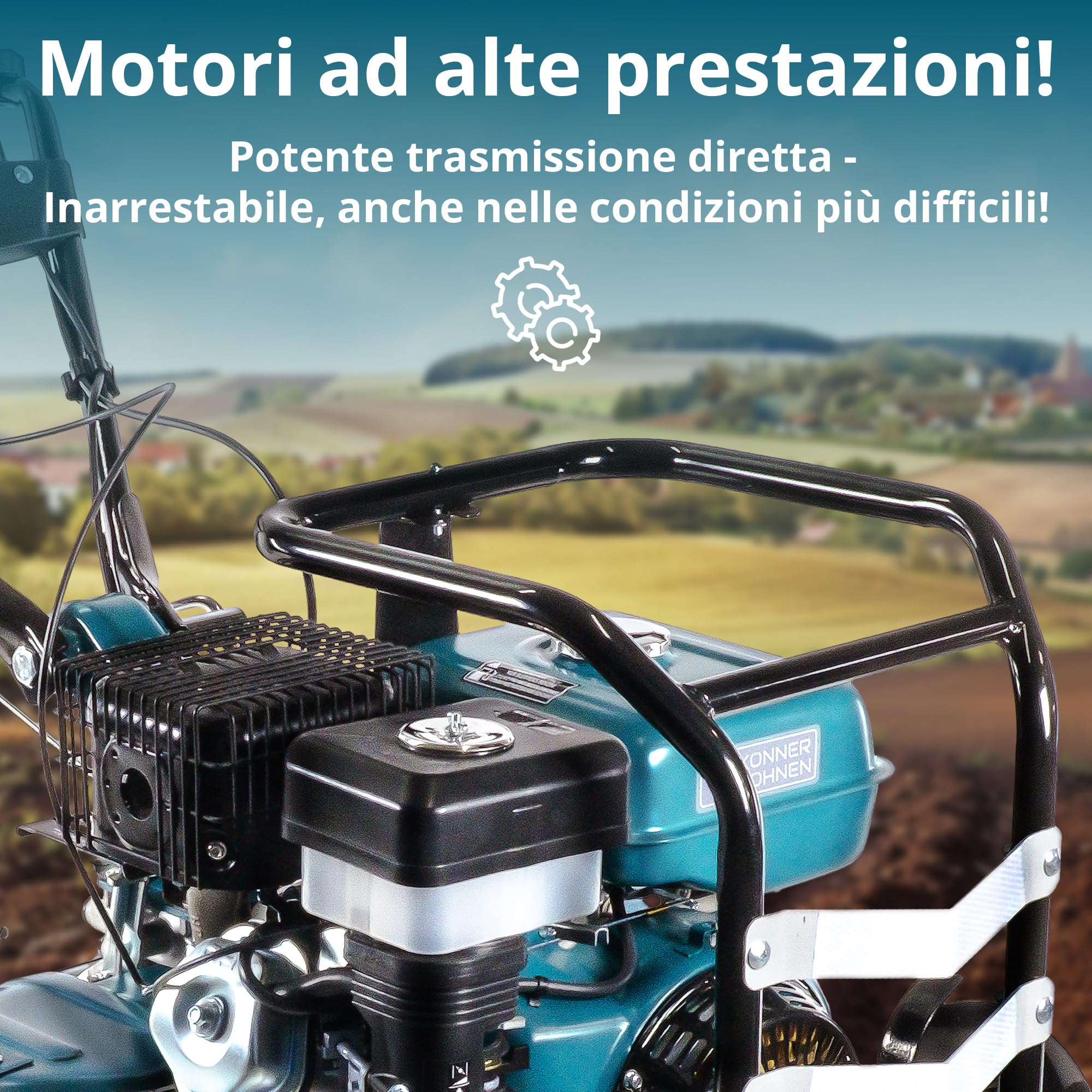 K&S Könner&Söhnen KS 9HP-1350G-3(400) - Zappa a benzina con azionamento diretto, fresa per giardino, fresa a sega forgiata,3 marce in avanti, 1 retromarcia, 9,0 PS