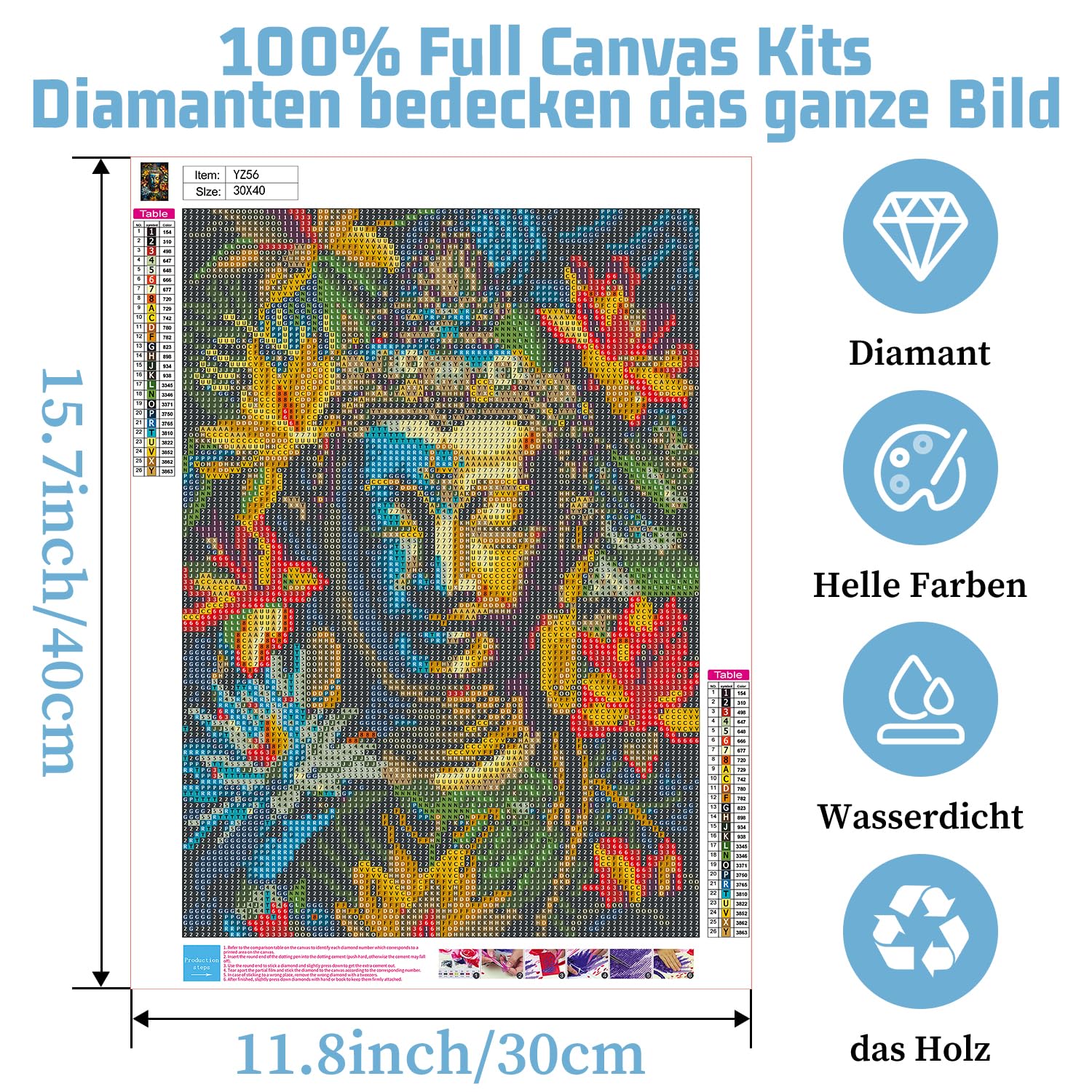 Kit 5D Diamond Painting Buddha – Fai Da Te Quadro Con Diamanti Di Resina – Arte Per Adulti – Dimensioni 30x40 Cm – Completo Di Tela, Diamanti E Strumenti - 3
