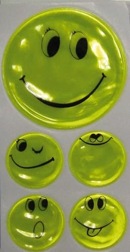 FASI Reflexaufkleber-Set Smily gelb, 1 x 5 cm, 4 x 2,5 cm