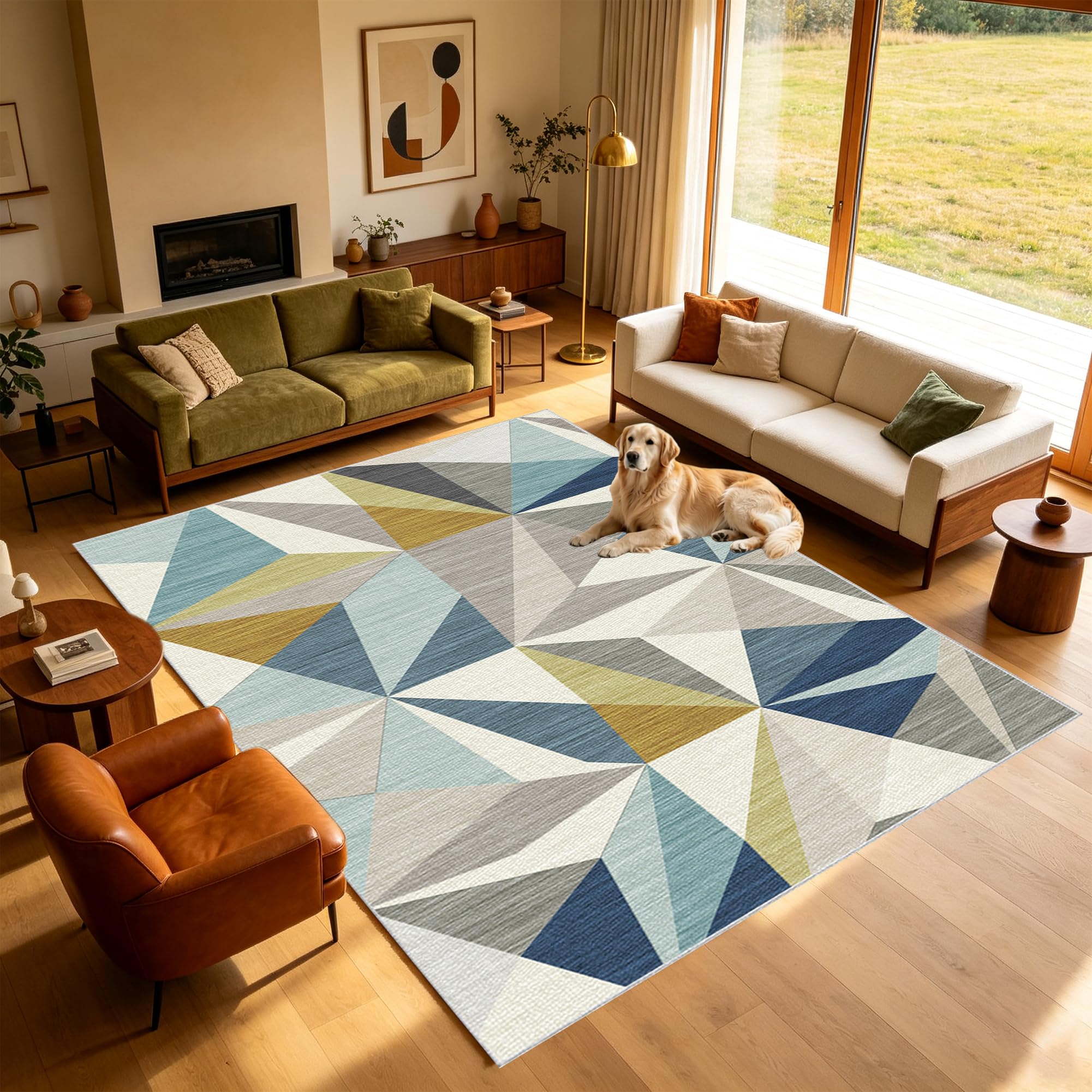 Dywany do salonu, duży, antypoślizgowy, geometryczny dywan 160 x