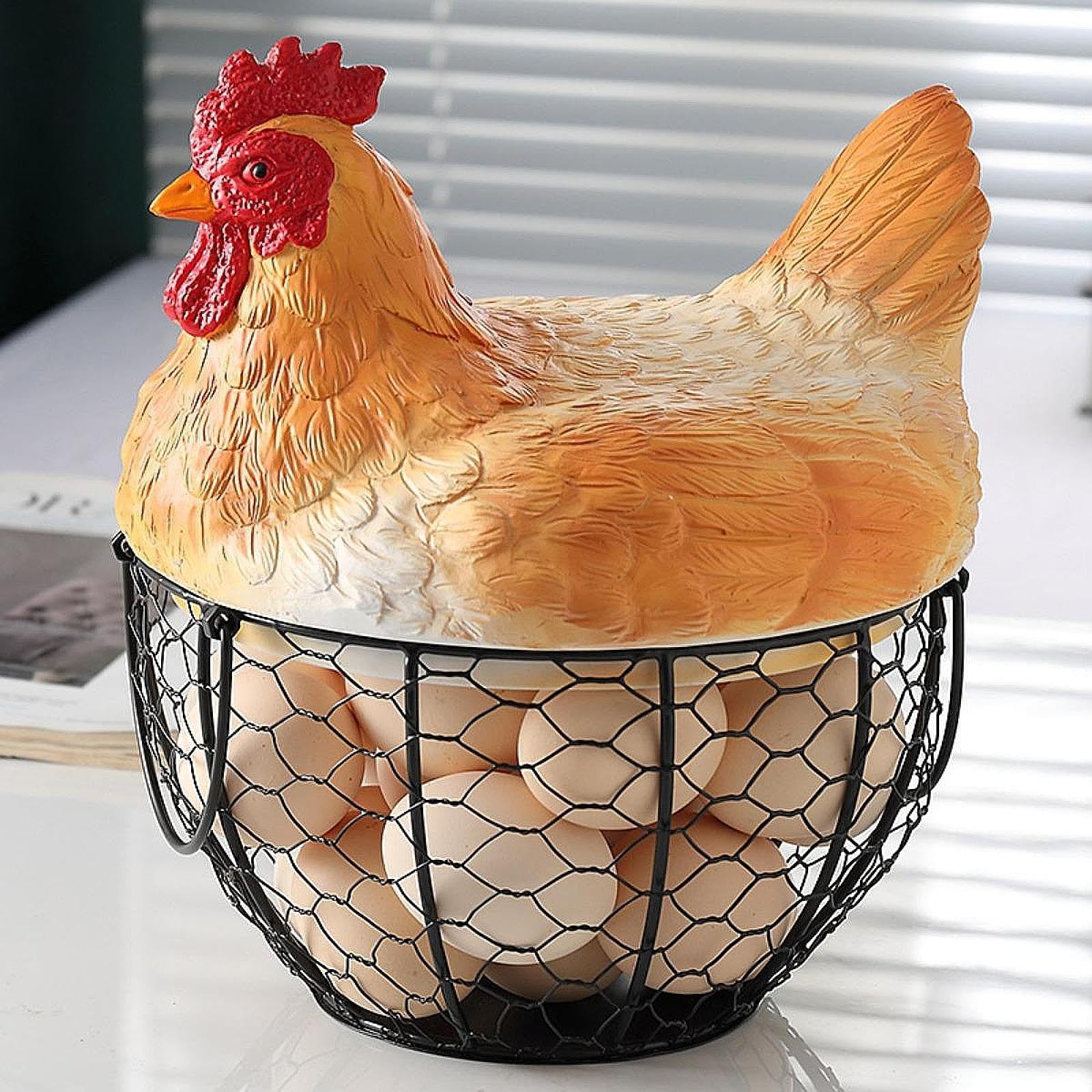 Panier à œufs, Boîte de Rangement pour œufs, Panier de Rangement Portable en Fil de Métal pour La Cuisine, Panier à Fruits pour -Manger