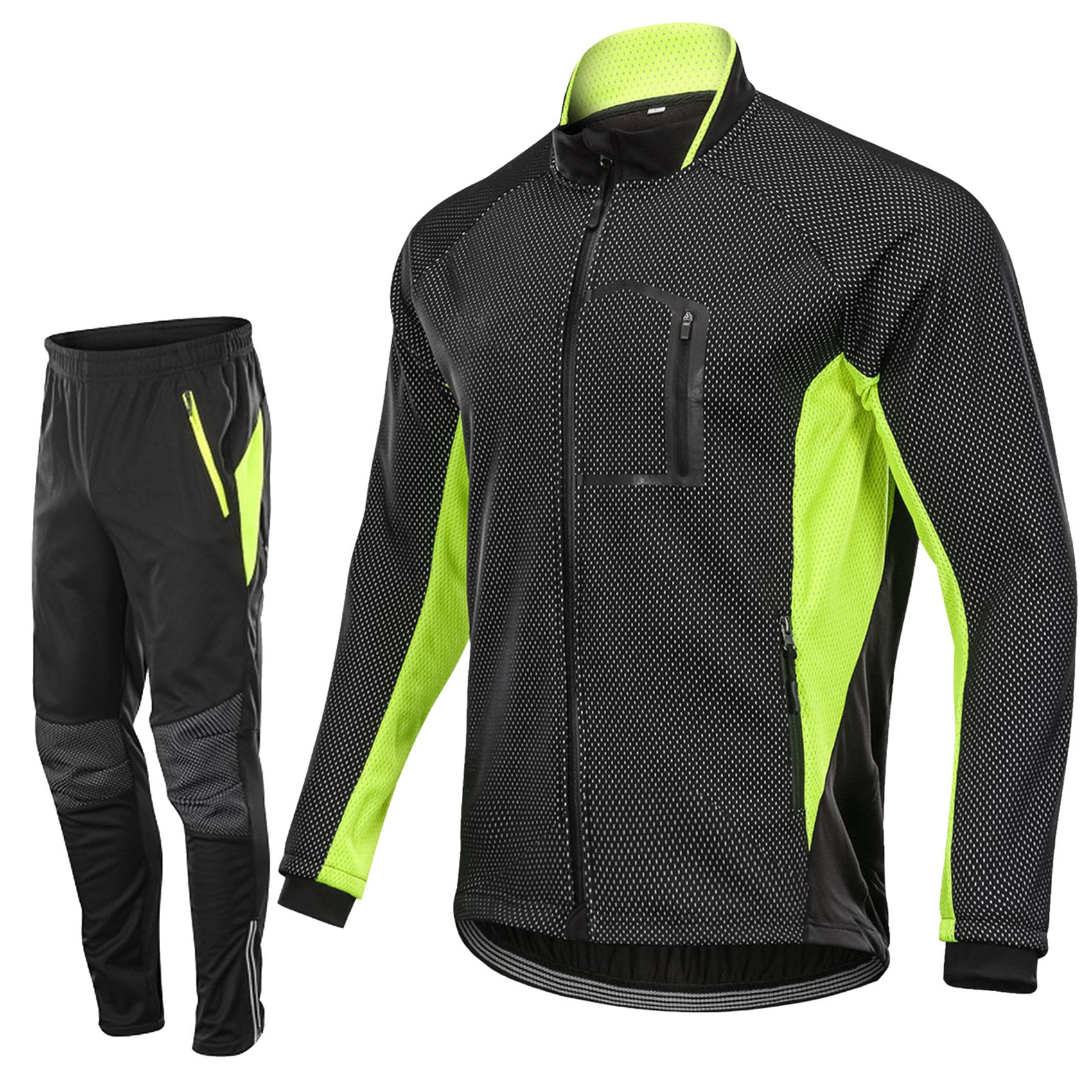 Winter Fleece Herren Radsportanzüge Jacke Hose 2-teilig Fahrradtrikot Hosen Reiten Radfahren Regenmantel Set Sport Laufmantel Wasserdichte Winddichte Kleidung