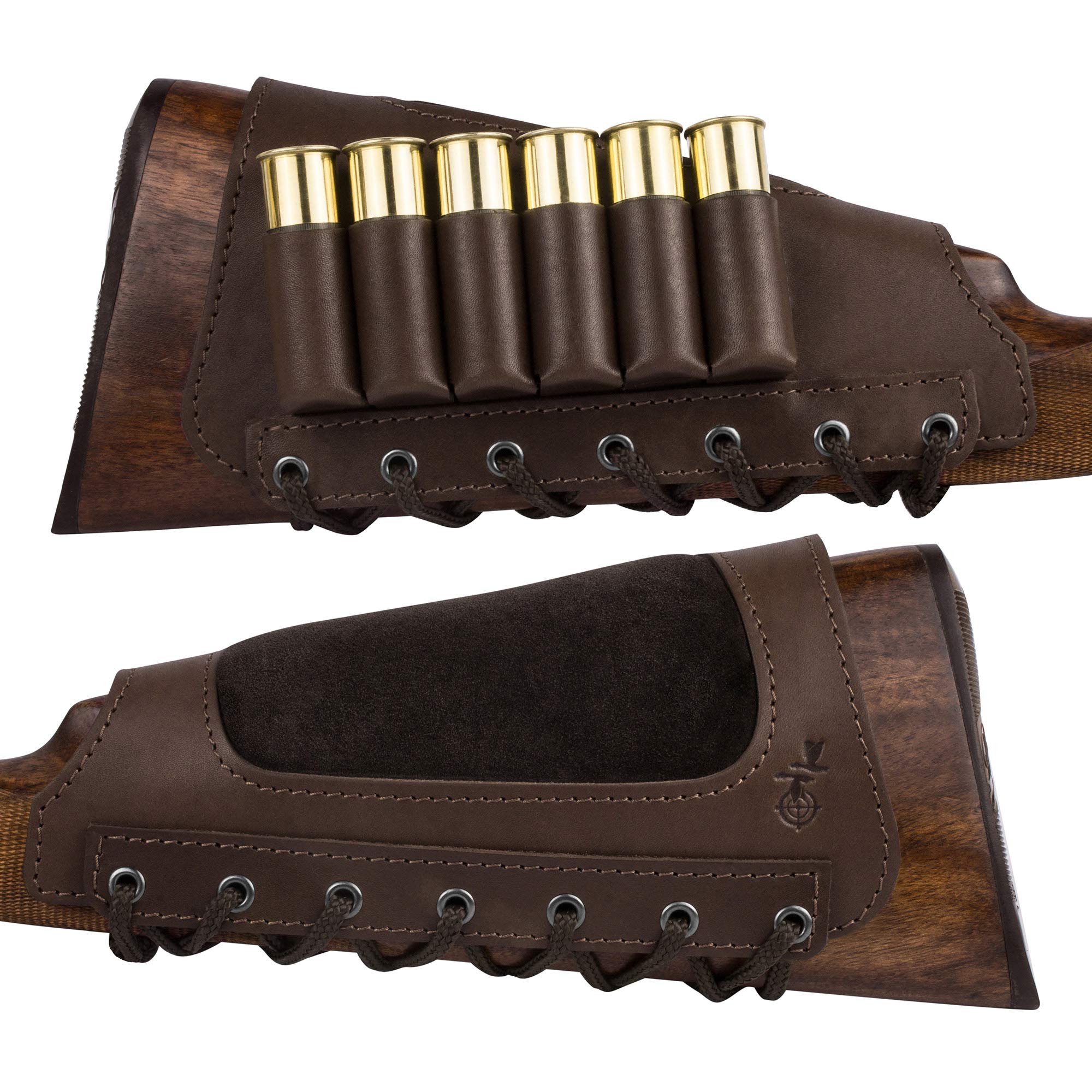 Buy BRONZEDOG Leather Cartridge Buttstock Shotgun Shell Holder, Hunting