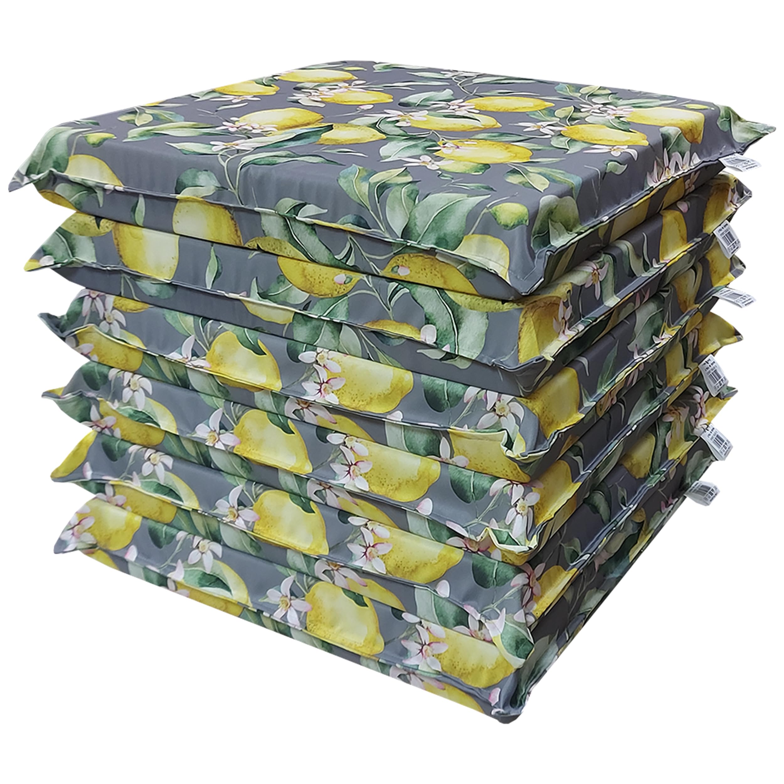 Set da 4 o 6 cuscini per sedie cucina e giardino in stampa digitale, cuscino sedia 50x50x8 Cm per interno ed esterno, coprisedia sfoderabili, eleganti e resistenti, Made in Italy (Set 6 Lemon Flower)