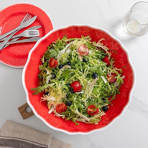 Miniatura 2 de Juego de 2 cuencos grandes de melamina, 12 x 4 pulgadas, irrompibles y aptos para lavavajillas para servir ensalada, frutas y guarniciones en