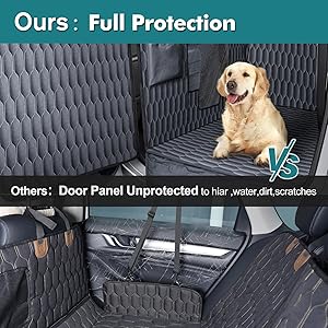Donlinno XL Trucks Dog Car Seat Cover for Back Seat Crew Cab with Fold Up Seats - Waterproof Floor Dog Hammock for Car with Removable Door Protection, Fits F150, Ram, Silverado, Tundra