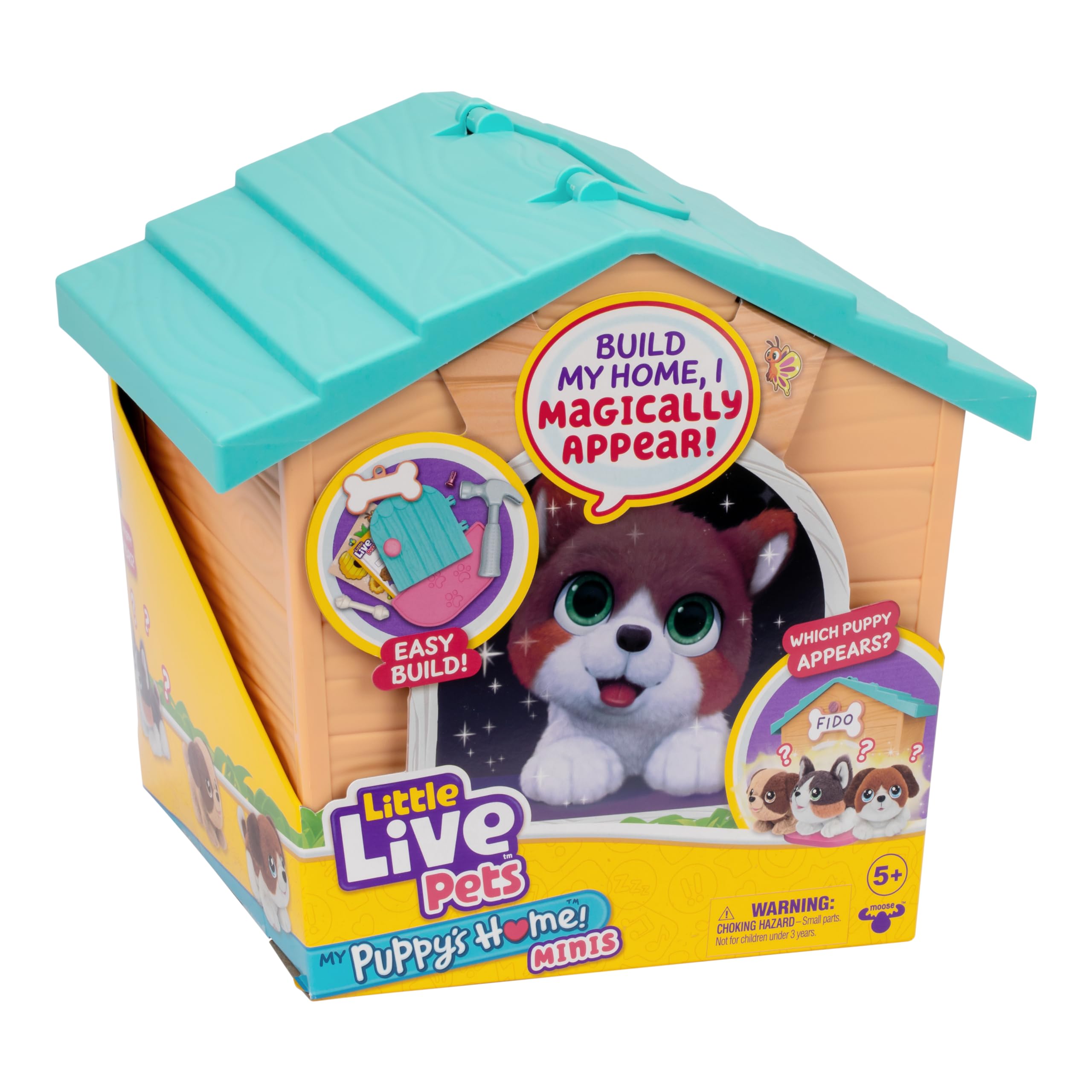 Little Live Pets My Puppy's Home Mini Playset, Orange, Play Dog with Building Dog House Toys, Customizable Puppy Plush Toy for Kids of Ages 5+