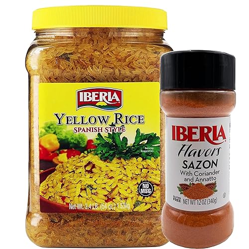 Iberia Sazon con Annatoo y cilantro, 12 onzas + arroz amarillo Iberia estilo español, 3.4 libras.