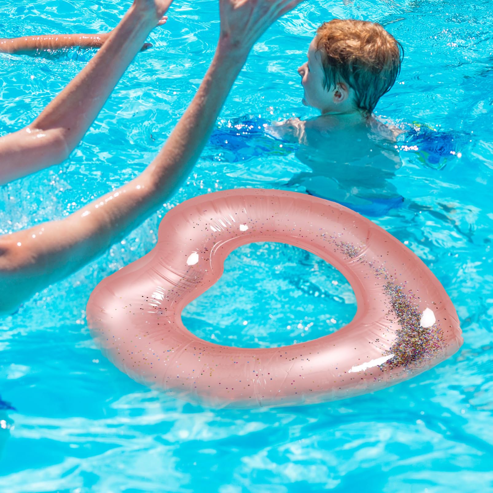 Kisangel Heart Shaped Inflatable Swim Ring for Beach and Pool Fun Pool Float for Design Present for Summer Water Activities