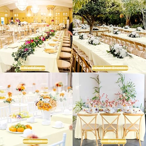 Miniatura 7 de Showgeous Paquete de 4 manteles rectangulares de poliéster de 60 x 102 pulgadas, resistentes a las arrugas, lavables, para mesa de comedor, bufé,