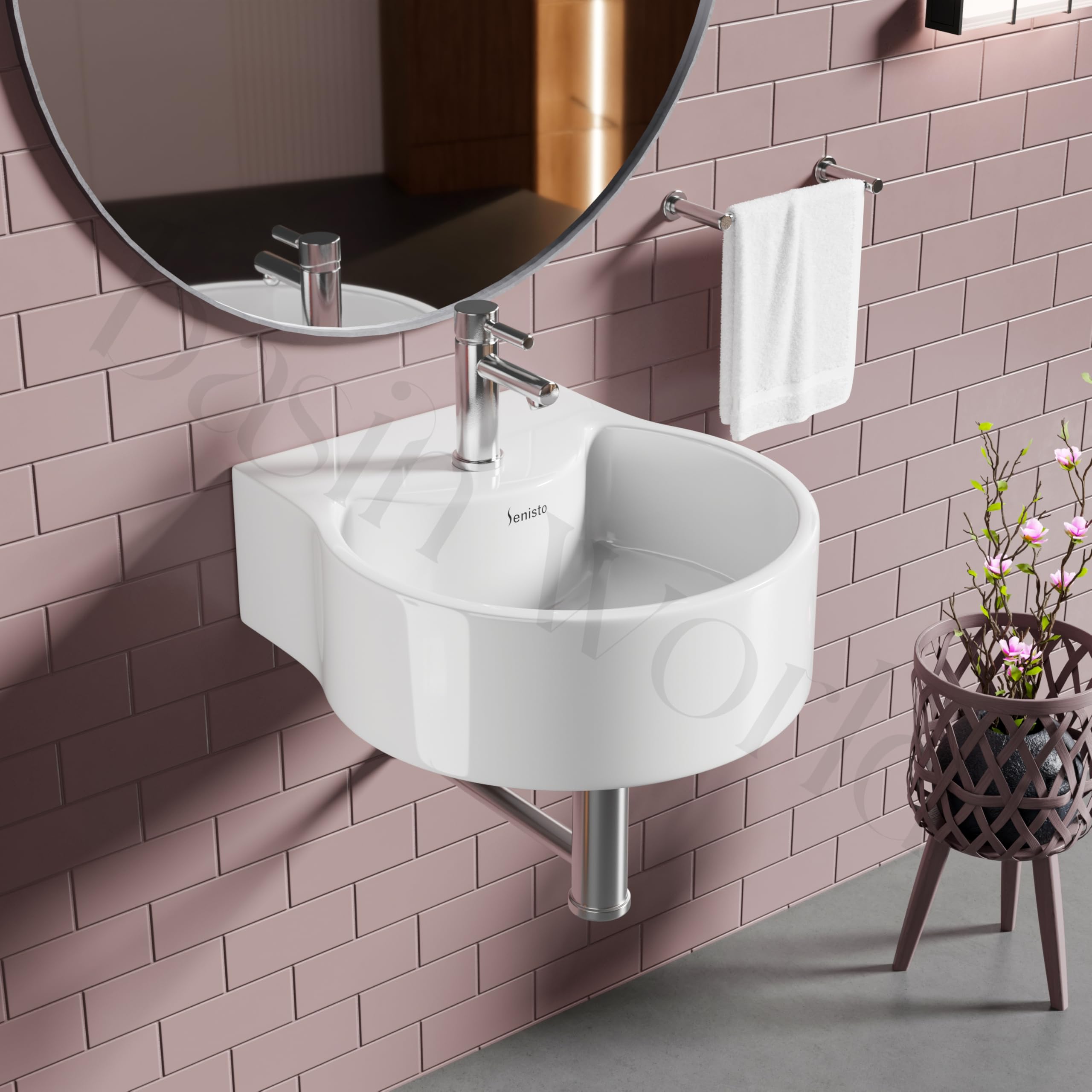 SENISTO Latest Ceramic Wash Basin Countertop Tabletop Bathroom Sink Wash Basin (13 x 14 x 5 INCH) AMPLE White