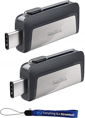 SanDisk Ultra (paquete de dos) Dual Drive USB Type-C (SDDDC2) con todo menos Stromboli (TM)., Negro
