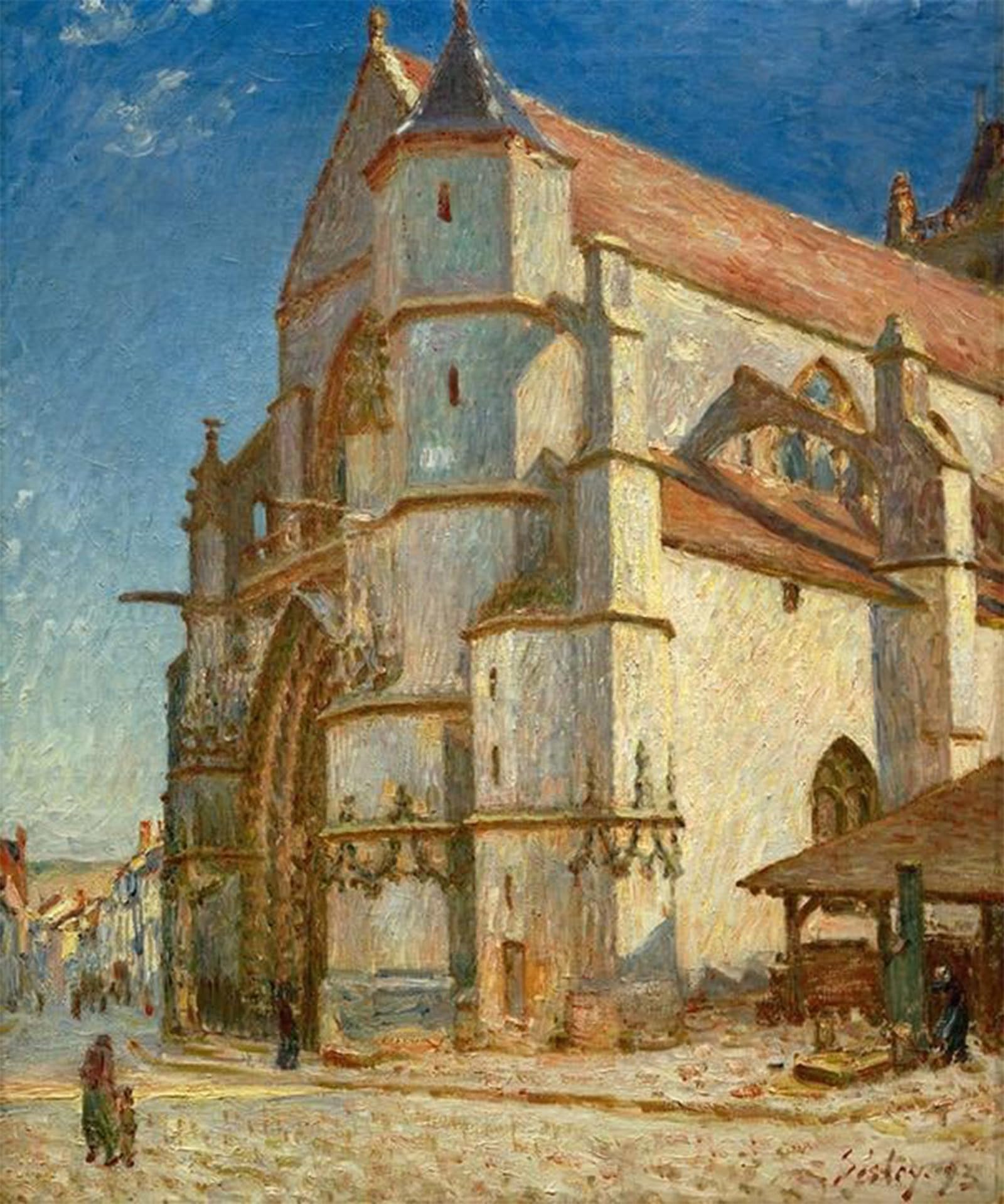 SERENDIPITP Abstract Painting Mural Print Picture Wall Decor Painting the Church of Moret in the Morning Sun by Alfred Sisle Vintage Wall Artwork for Home Decor 60x90cm