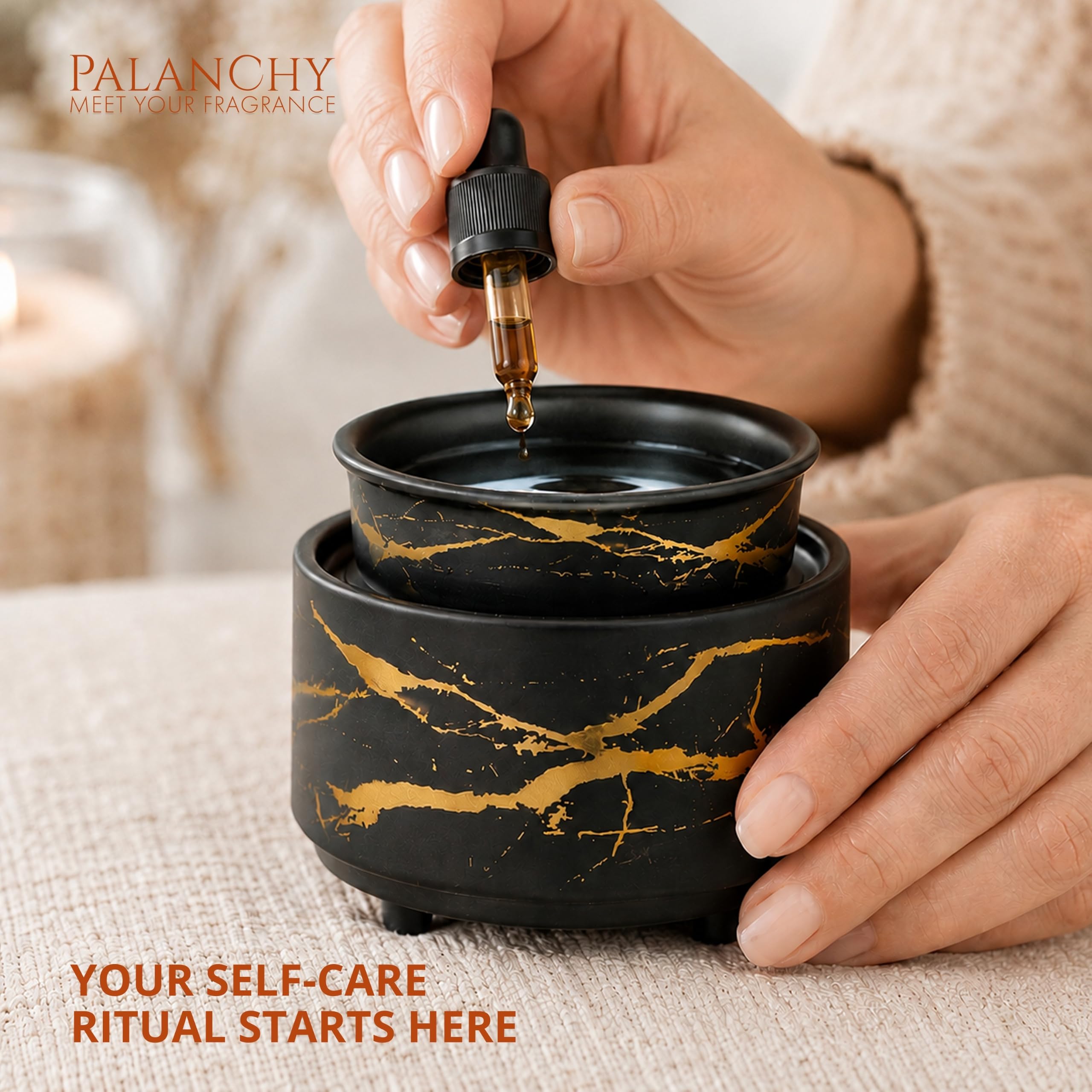 PALANCHY Wachsschmelzwärmer, Keramik, 3-in-1-Ölbrenner, elektrischer Kerzenwachswärmer, Brenner, Duftwärmer für Duftwachse, Zuhause, Büro, Schlafzimmer, Aromatherapie, Geschenk und Dekoration, Weiß