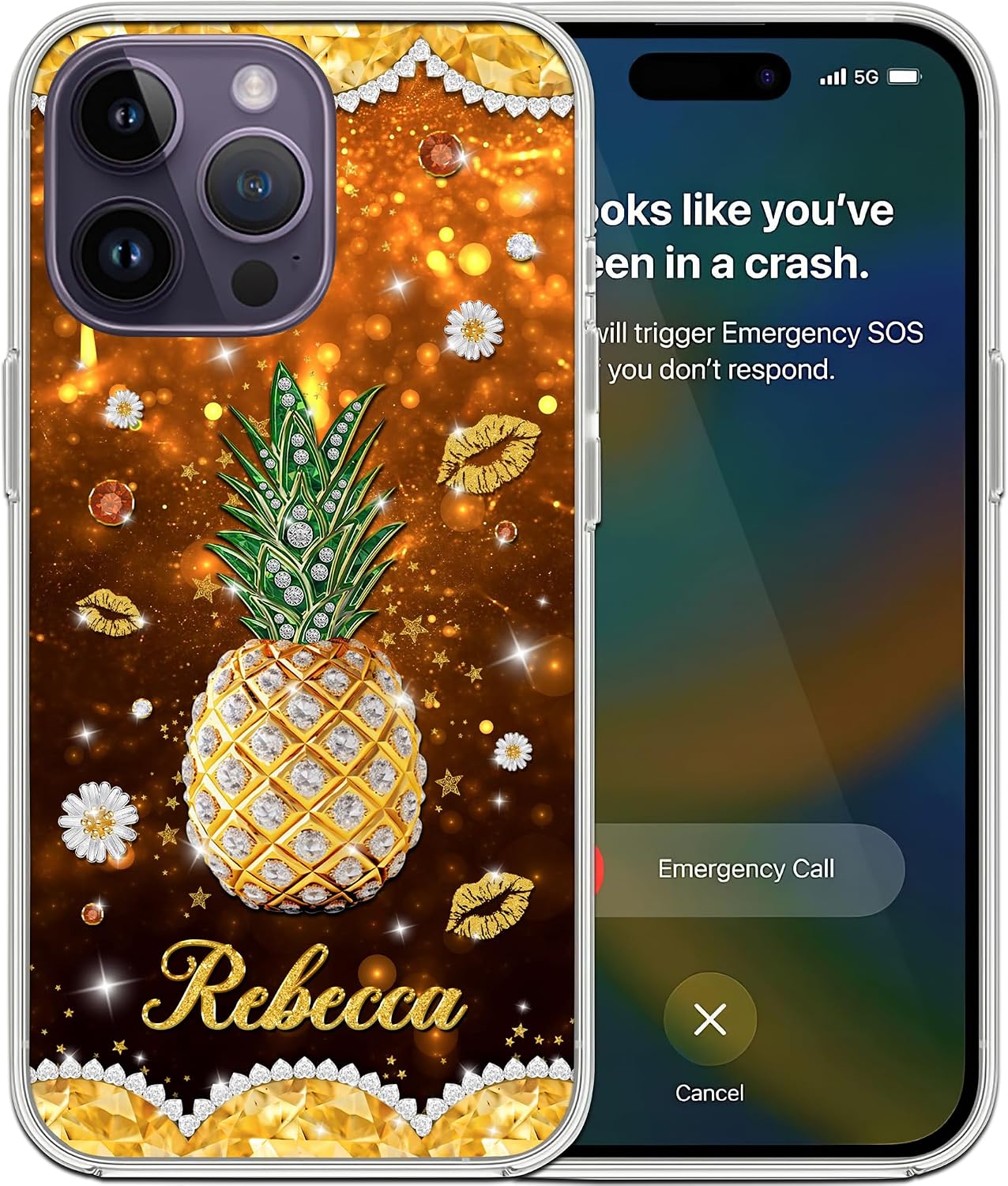 Personalized Name Pineapple Phone Case Shockproof Cover Birthday Christmas Customized Gifts for Fruit Lovers Compatible with iPhone 15 14 13 12 11 X XS XR 8 7 6 6s Mini Plus Pro Max