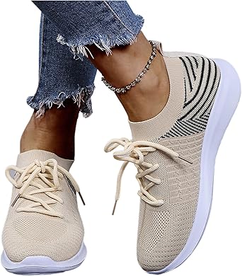 Zapatos Deportivo Malla de Mujer Sneakers Casual Calzado Cómodos Correr Ligeros Transpirables Gimnasio Atlético Tenis Zapatillas Zapatos para Caminar Niña Negro Rosa Caqui Blanca0