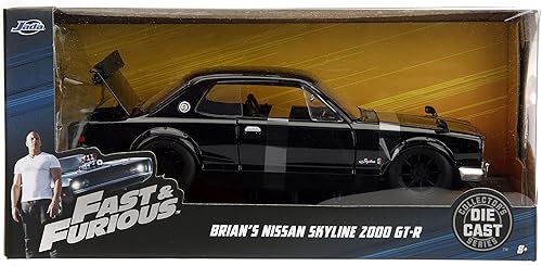 Miniatura 11 de Jada Toys 253203004 Fast & Furious Brian's Nissan Skyline 2000 GT-R (C10) 1971 124 Escala 124 Coche fundido a presión, puertas de apertura, maletero