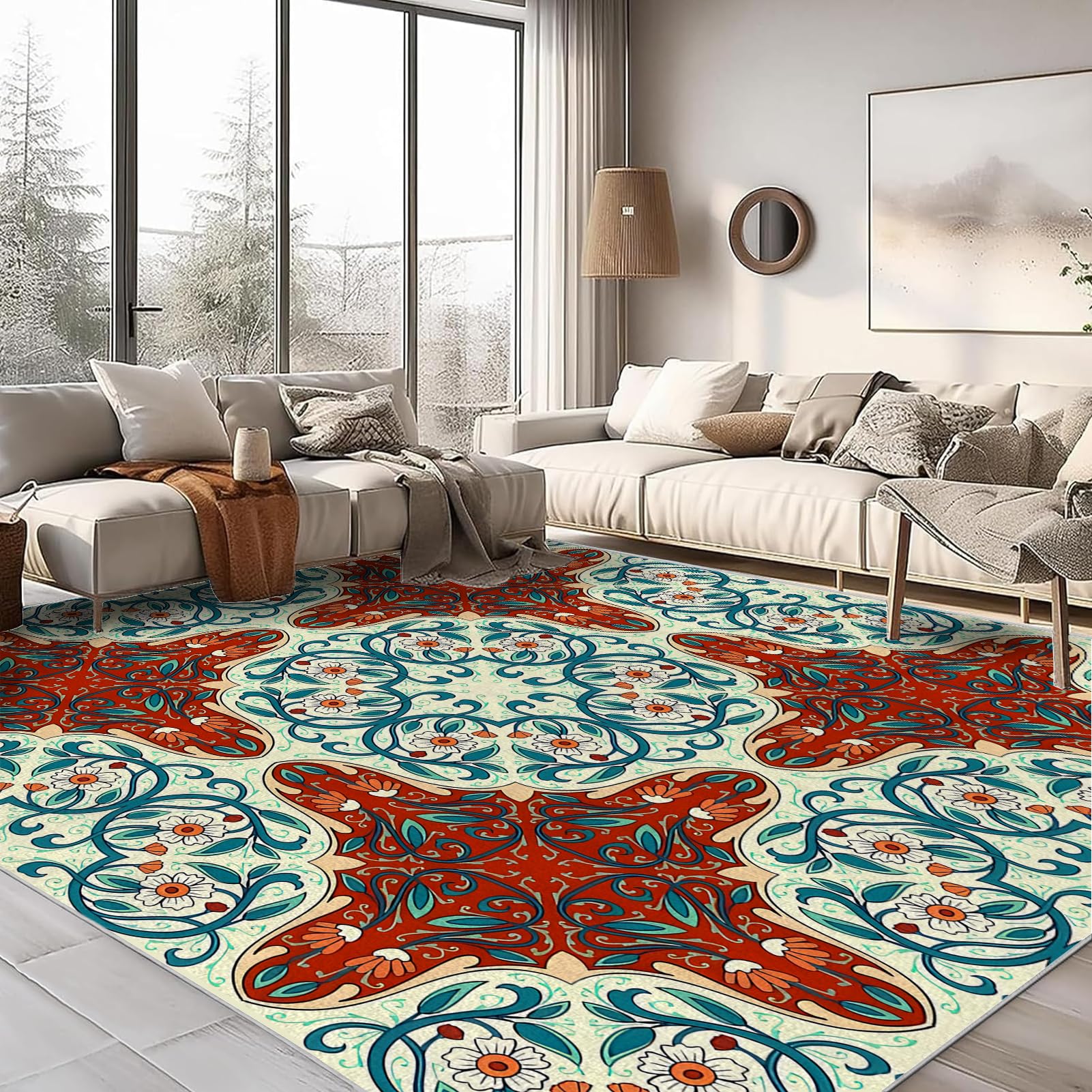 【未使用】FloralVinesTribalRug120×170 Amazon.com: Vine Floral Area Rug 6x9 - Soft Low Pile Vintage Rug