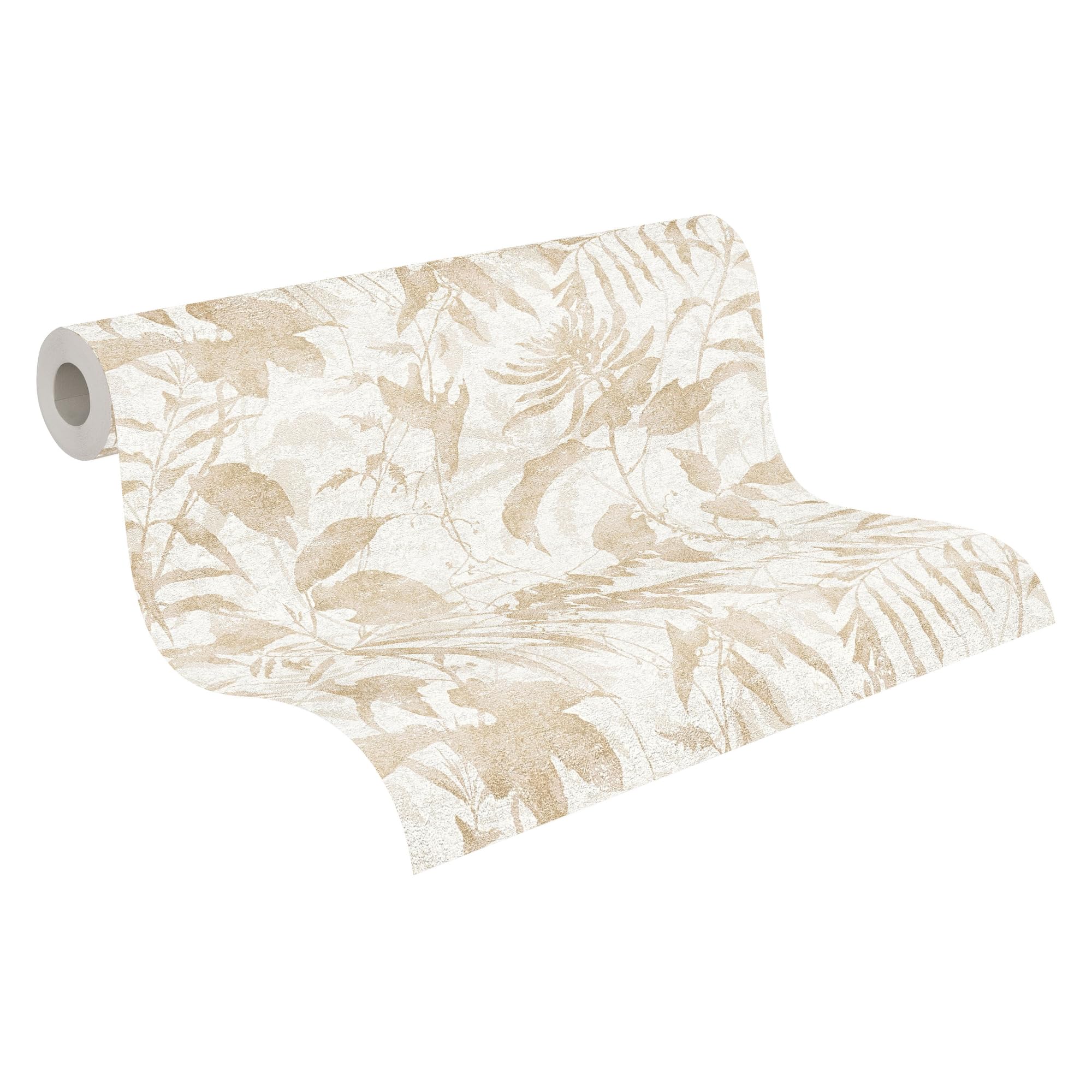 Livingwalls Hot Spots Non-Woven Wallpaper with Jungle Design in Cream, Beige, Metallic – 10,05 x 0,53 m Patterned Wallpaper – 782032