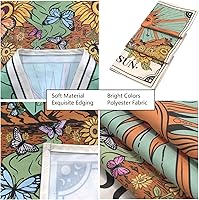 Vista 5 de Aipon Tapices de tarot, lindos tapices de cartas del tarot, paquete de 3 tapices estéticos pequeños de sol, luna, estrella, flor floral verde, tapiz