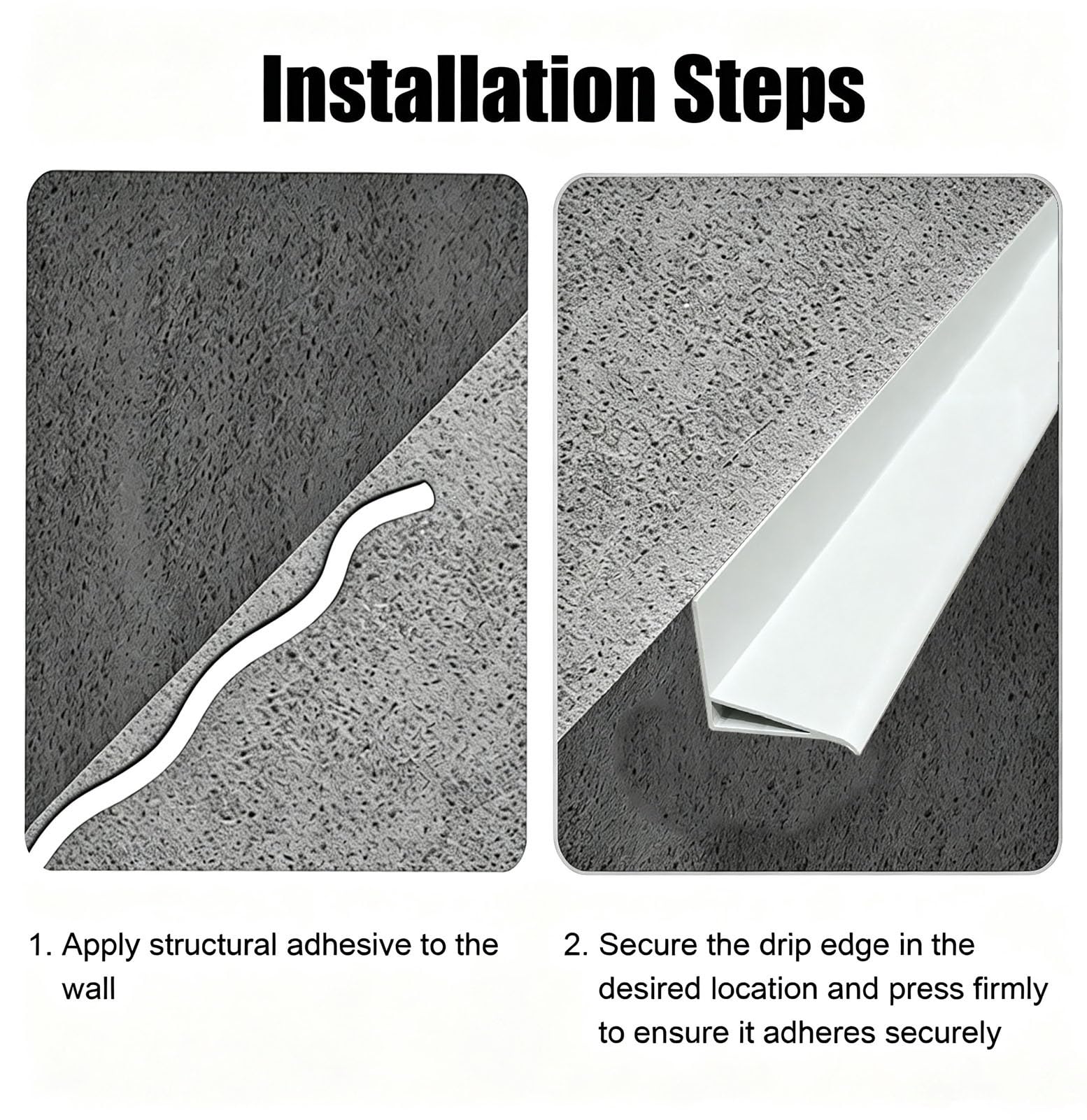Vierteaguas Muro Perfil Impermeable de Goteo para Pared Exterior | Protector de Borde con Goterón y Sistema Antirretorno; Barrera de Agua Inclinada para Desviar el Agua(Black,5m(16.4ft))
