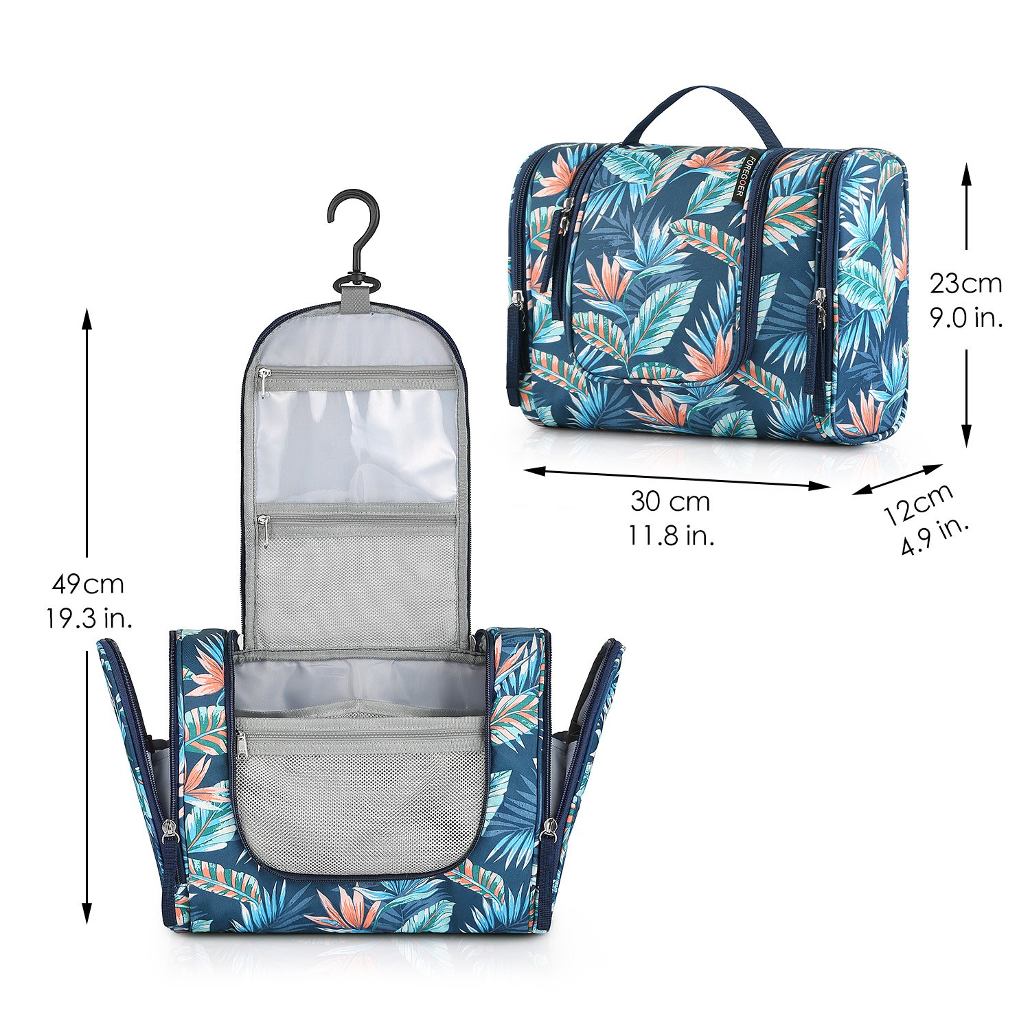 FOREGOER Trousse de Toilette Voyage Grande Sac de Toilette cosmétiques à Suspendre Vanity Femme - 5