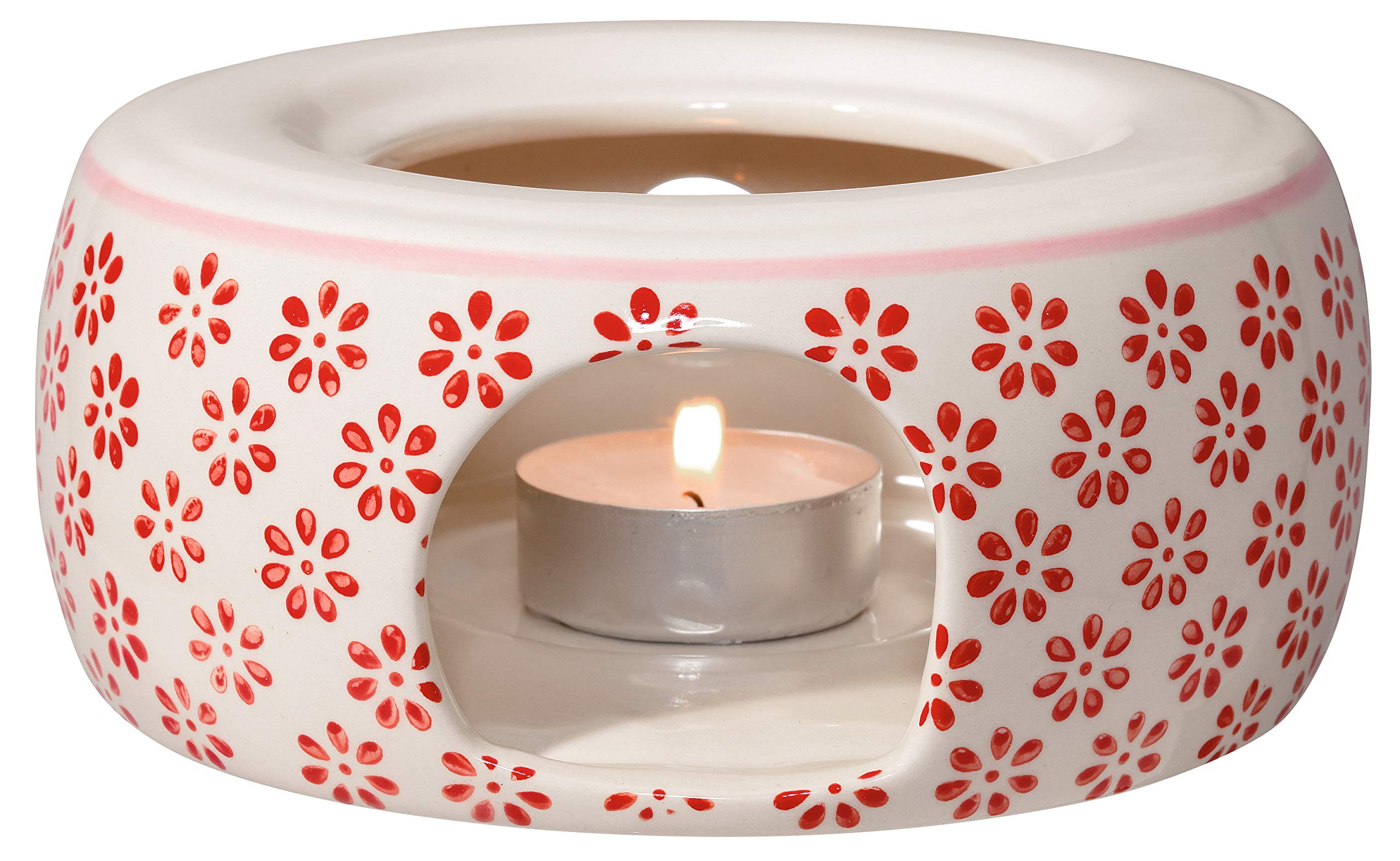 Bloomingville Stövchen Isabella Retro theewarmer vintage potwarmer ø 14,5 cm, rood, keramiek