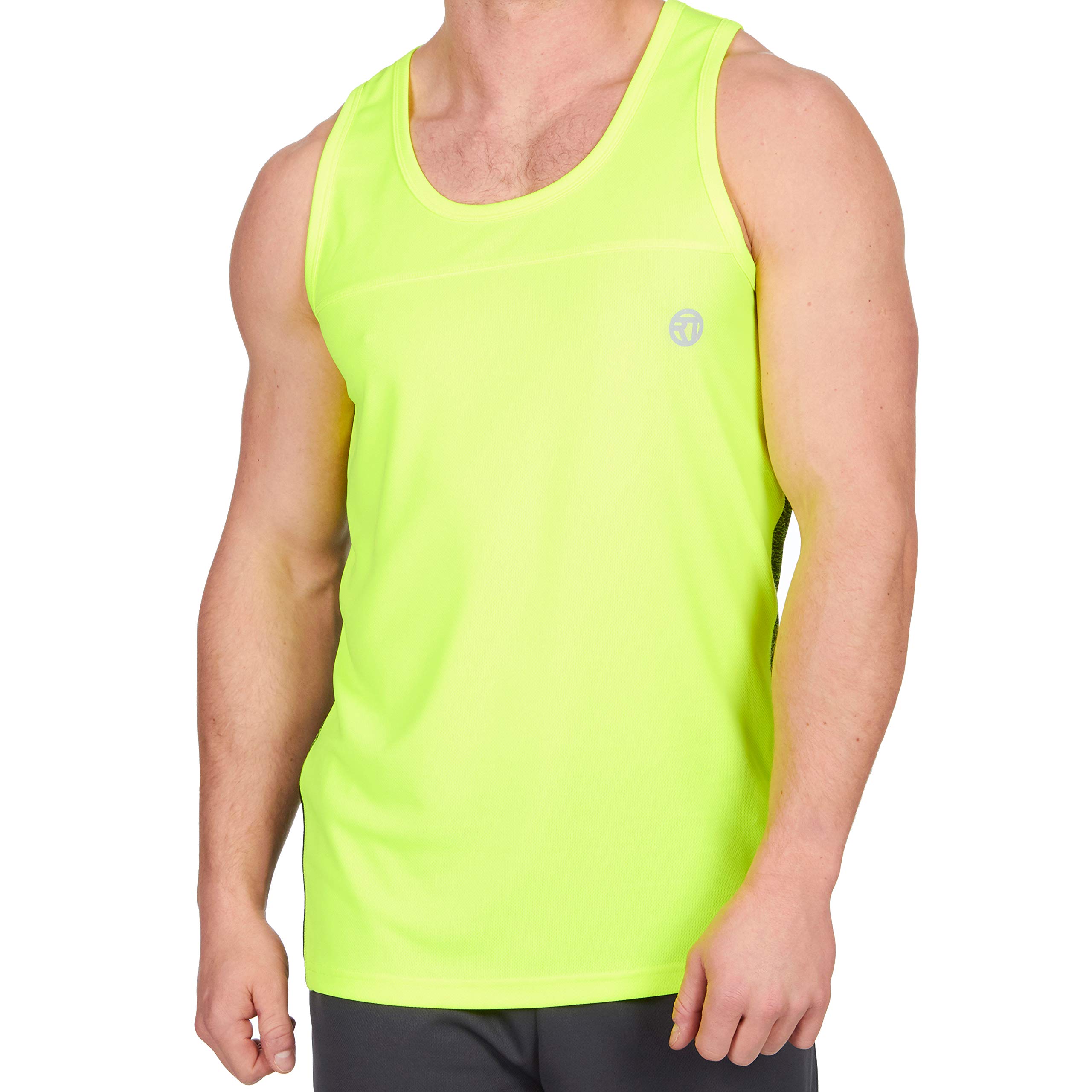 Metzuyan Men's Green Quick Dry Workout Sleeveless Gym Sports Vest Large