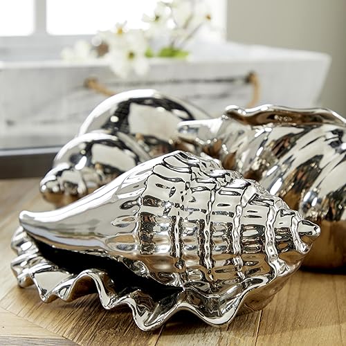 Miniatura 4 de Deco 79 Estatuas decorativas de cerámica para decoración del hogar, juego de 3 figuras decorativas de 7 pulgadas, 7 pulgadas, 5 pulgadas de ancho,