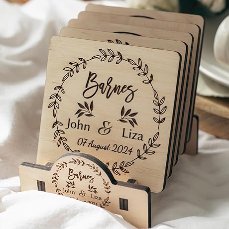 Personalized Wooden Coasters Set of 4