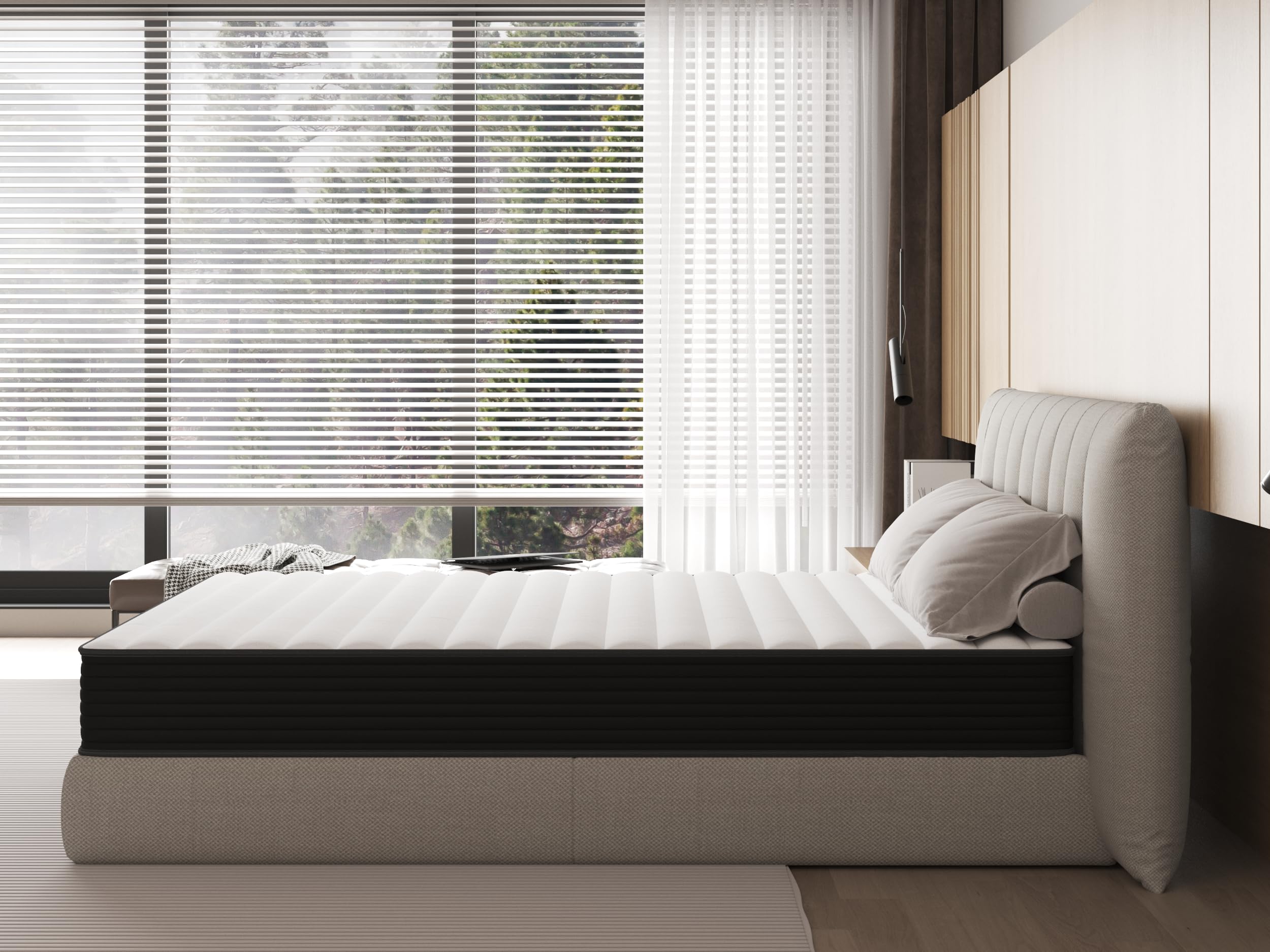Matelas 140x200CM,Epaisseur 24CM,Matelas Mousse 2 Personne,Moelleux et Respirant