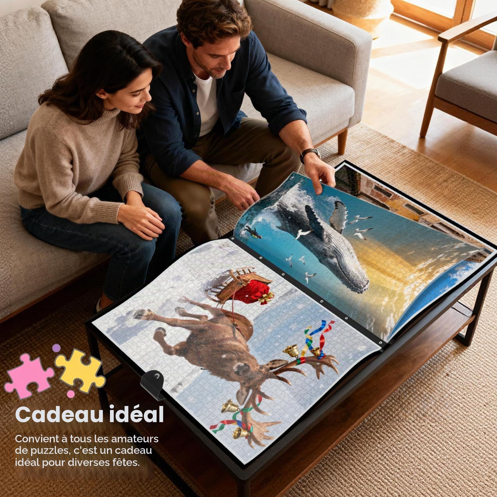 Classeur Puzzle pour 1000 pièces - Dossier Protecteur avec 26 Poches Transparentes, Organiseur de Rangement Anti-Poussière pour Casse-tête et Passionnés