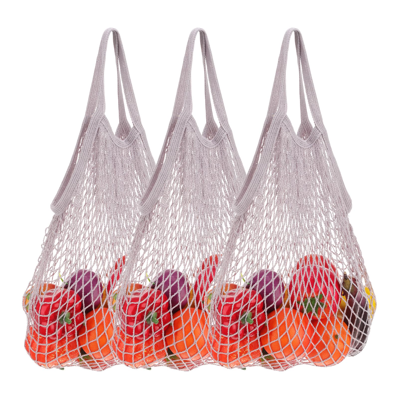 uxcell Reusable Mesh Produce Storage Bags Washable Net Portable Fruit and Vegetable Bag Cotton String Bags for Grocery Shopping