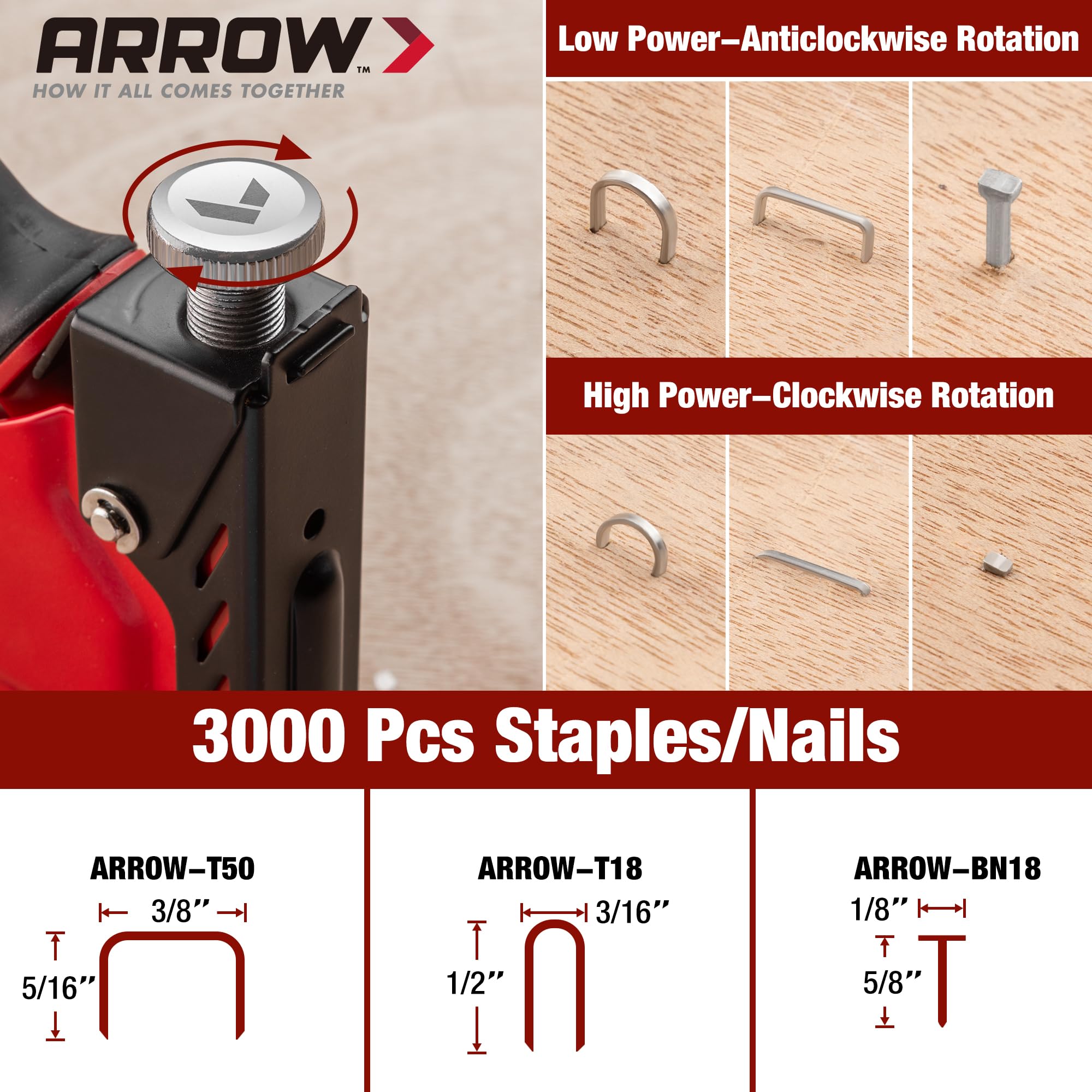 Arrow 3-in-1 Staple Gun - 3000 Staples Included -4 Arrow 3-in-1 Staple Gun - 3000 Staples Included -4