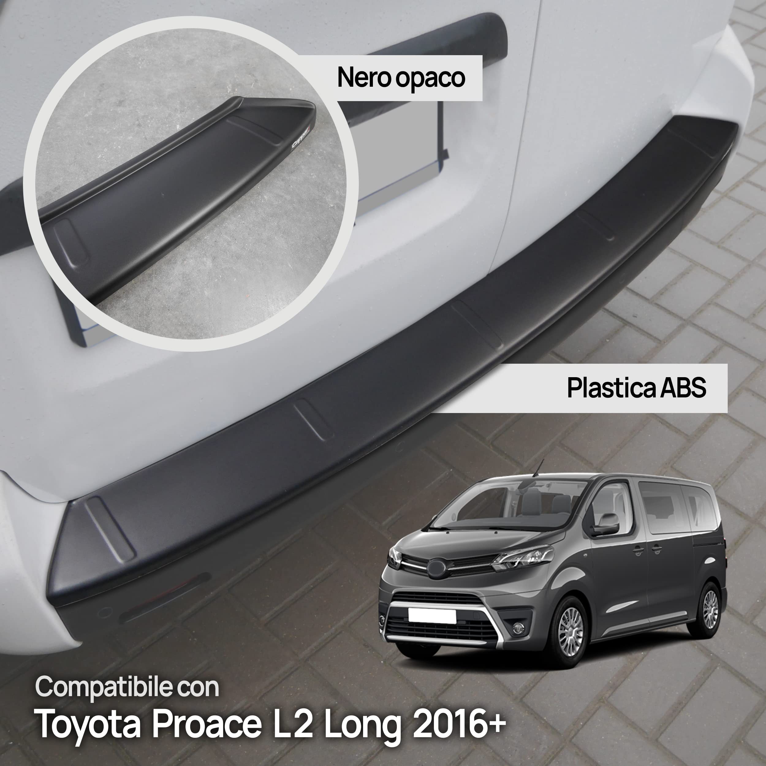 Protezione Paraurti Posteriore Chromemaster Per Toyota Proace L1 Compact/Medium 2016+ – Acciaio INOX Spazzolato, Grafite Opaco - 3