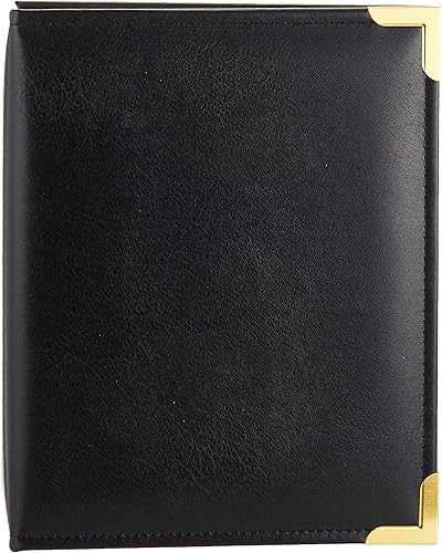 Pioneer Photo Albums 208 bolsillo negro cosido cubierta de cuero sintético con detalles de esquina de latón álbum de fotos, 4 x 6 pulgadas