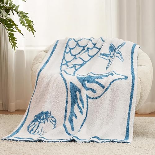 Miniatura 2 de Snuggle Sac Manta de punto de cola de sirena, cálida y suave manta de punto de microfibra esponjosa, regalo para niños y niñas, La Sirenita manta de