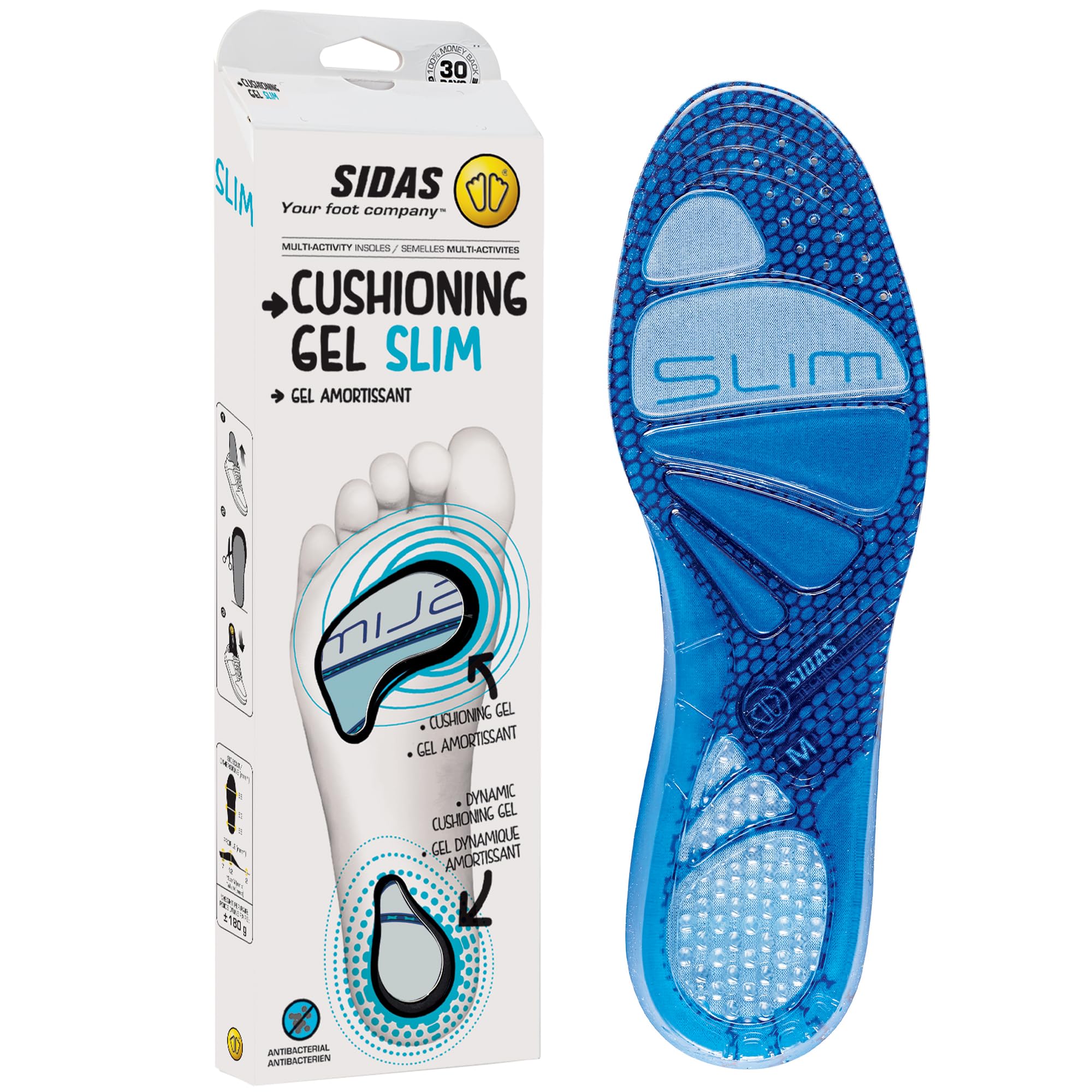 Sidas - Slim - Semelle Multisport - Mixte Adulte - Bleu - 46-​48 EU